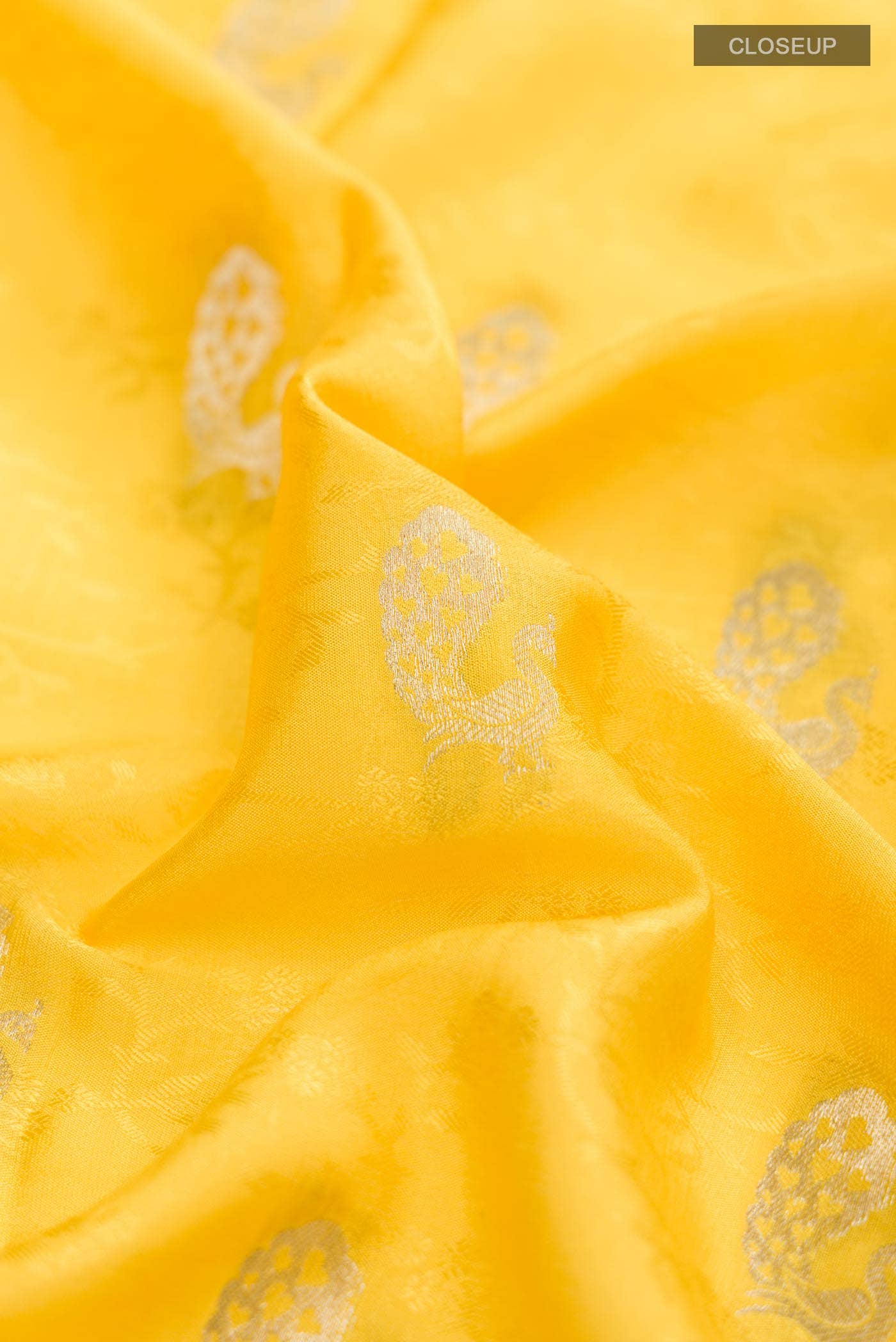 Yellow Mysore Crepe Saree