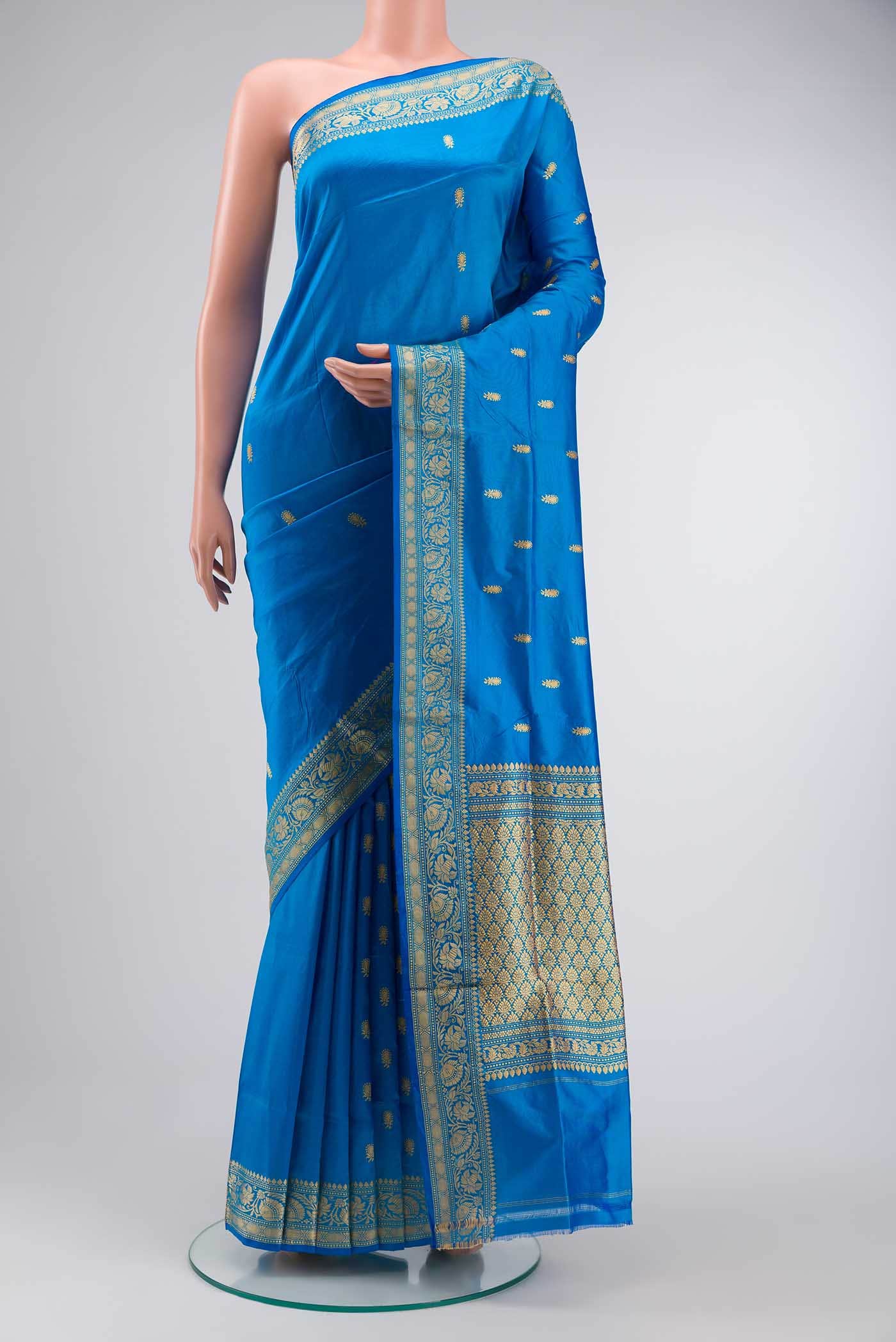 Blue Banarasi Katan Silk Saree