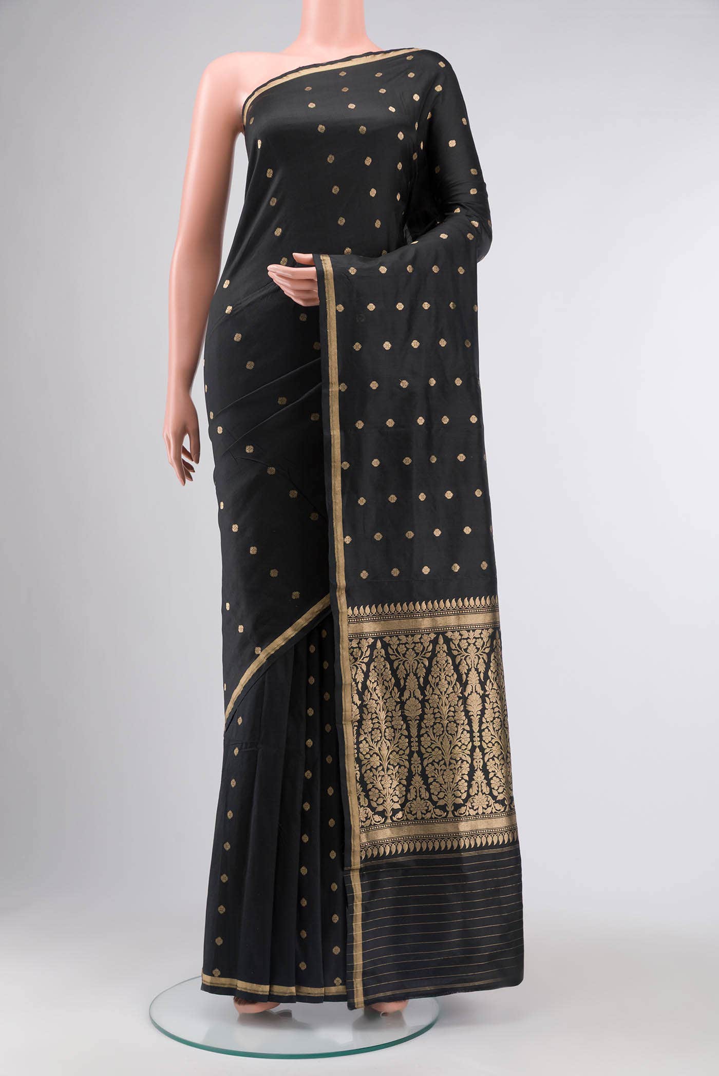 Black Banarasi Katan Silk Saree