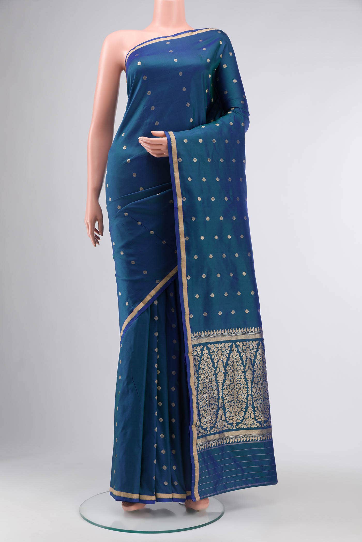 Blue Banarasi Katan Silk Saree