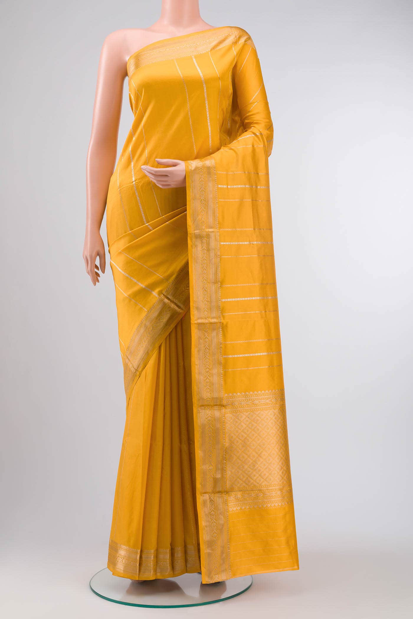 Yellow Banarasi Katan Silk Saree