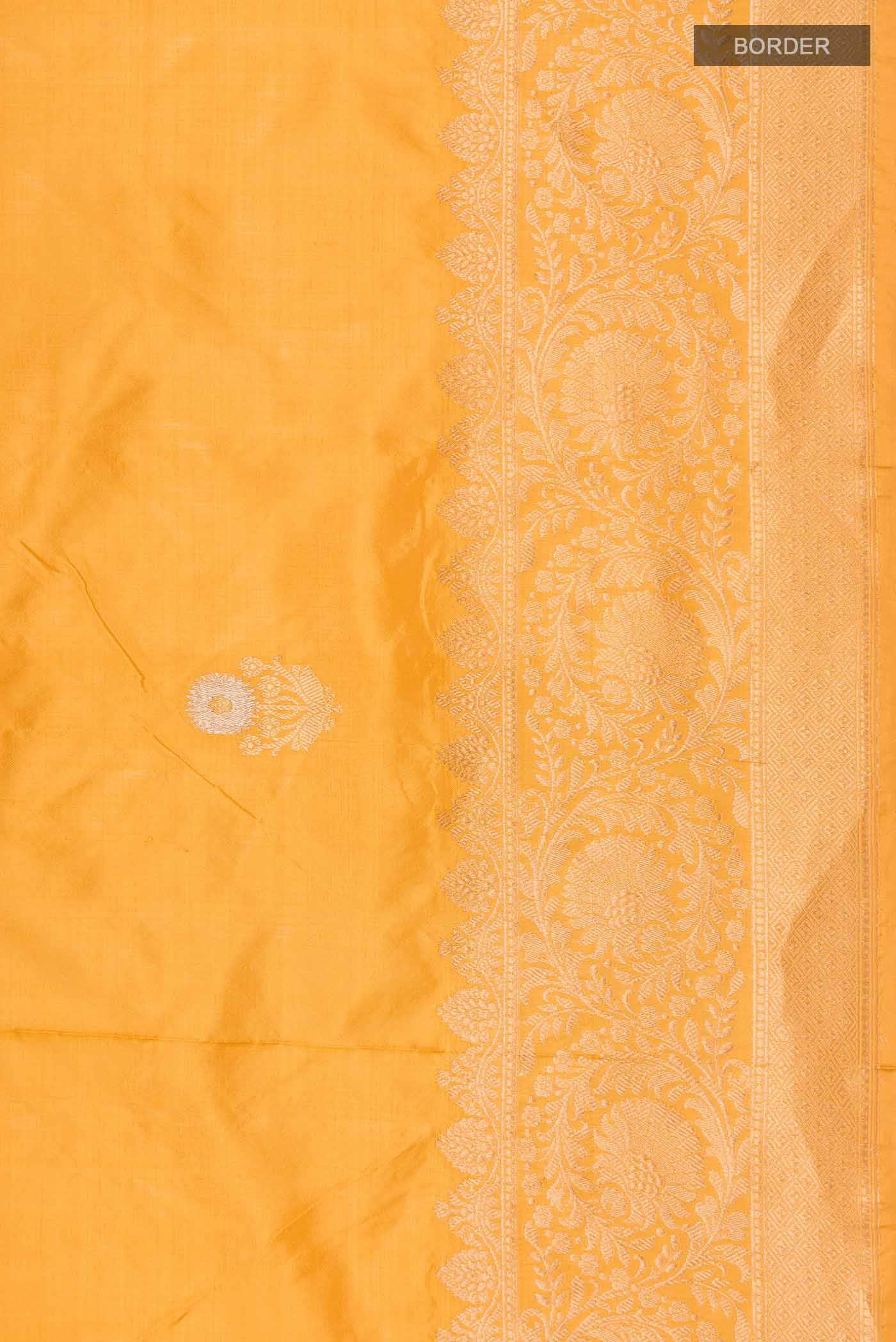 Yellow Banarasi Katan Silk Saree