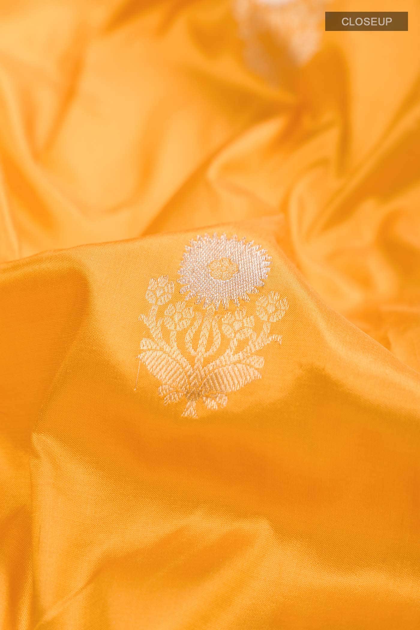 Yellow Banarasi Katan Silk Saree