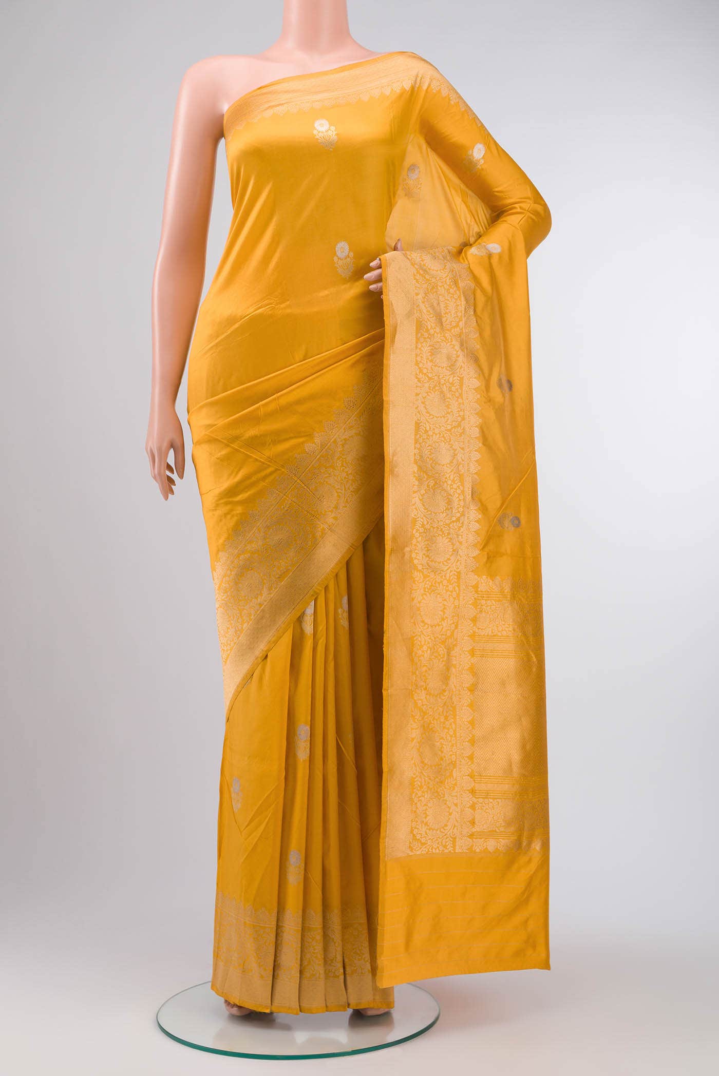 Yellow Banarasi Katan Silk Saree