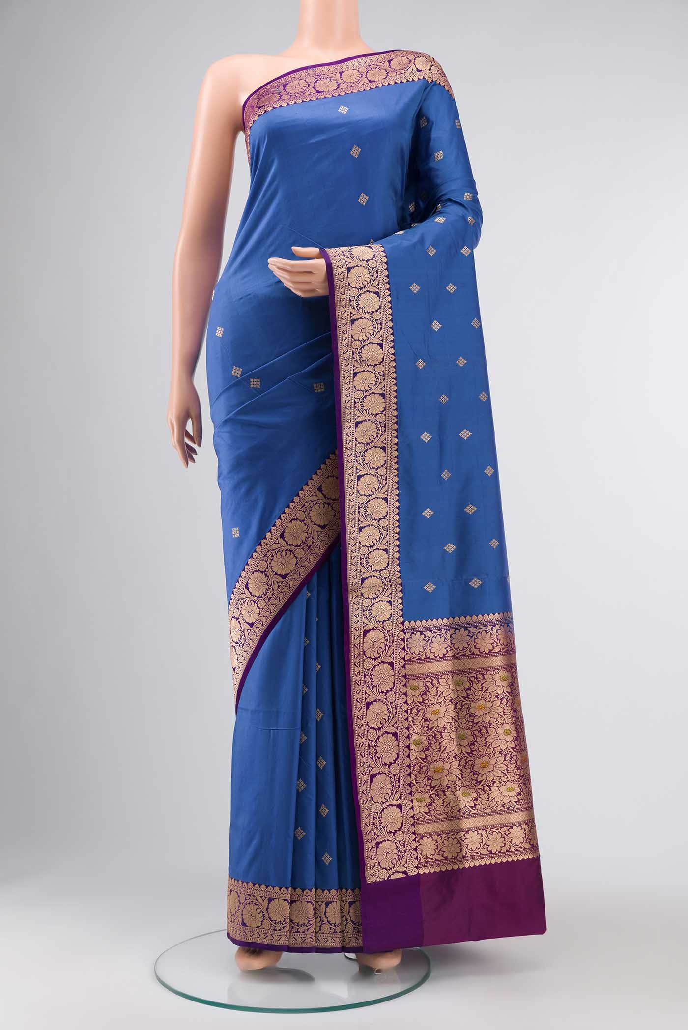 Blue Banarasi Katan Silk Saree