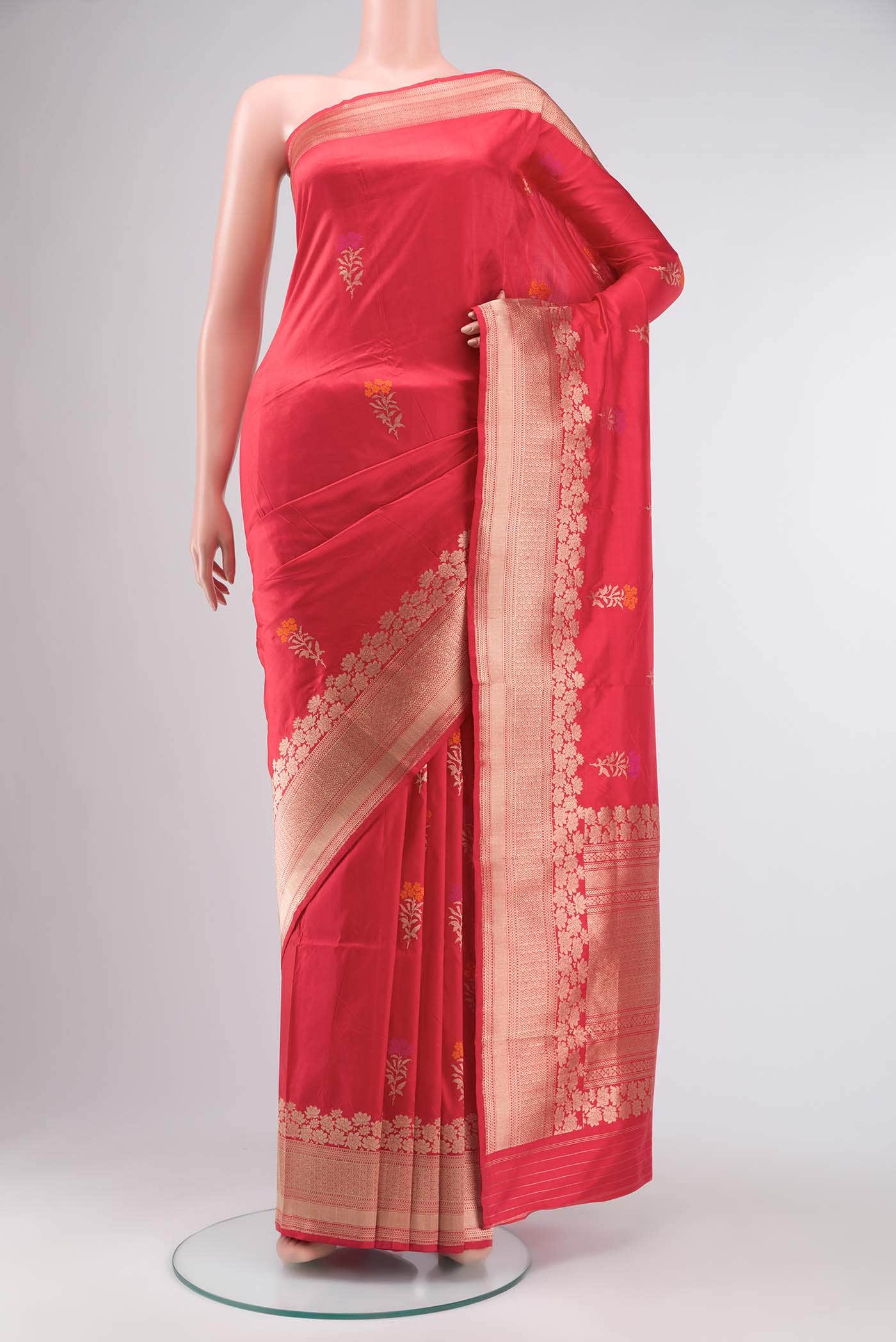 Red Banarasi Katan Silk Saree