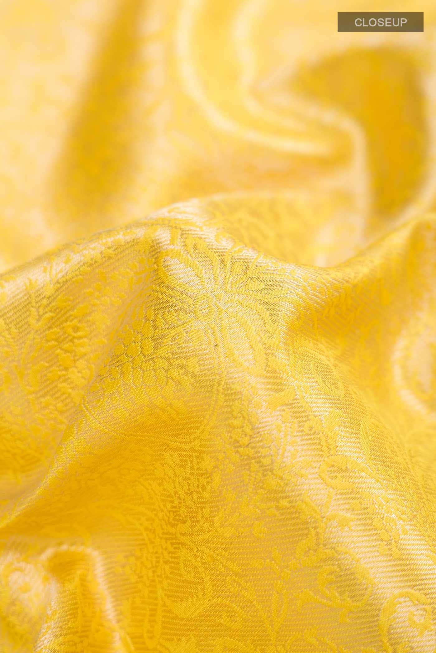 Yellow Banarasi Katan Silk Saree