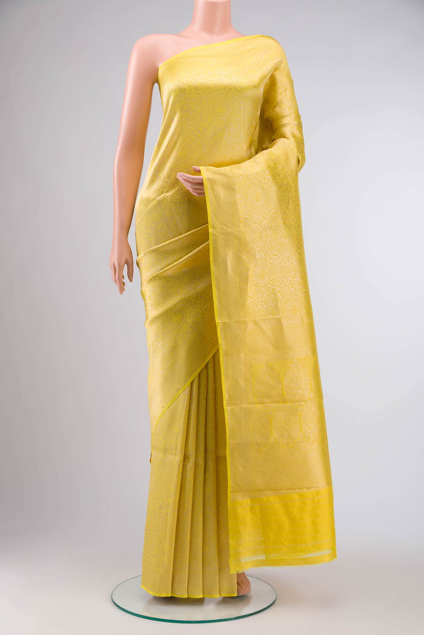 Yellow Banarasi Katan Silk Saree