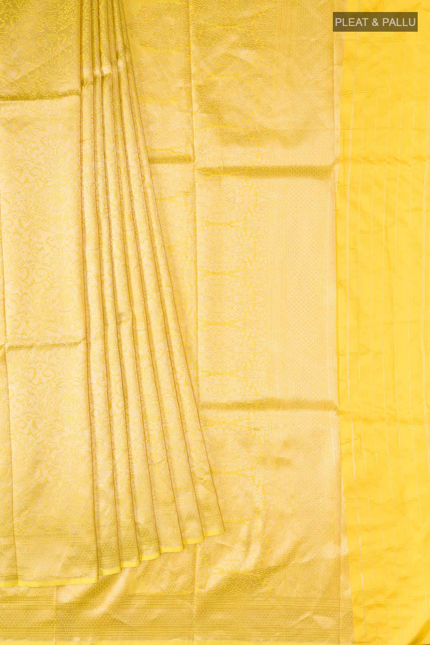 Yellow Banarasi Katan Silk Saree