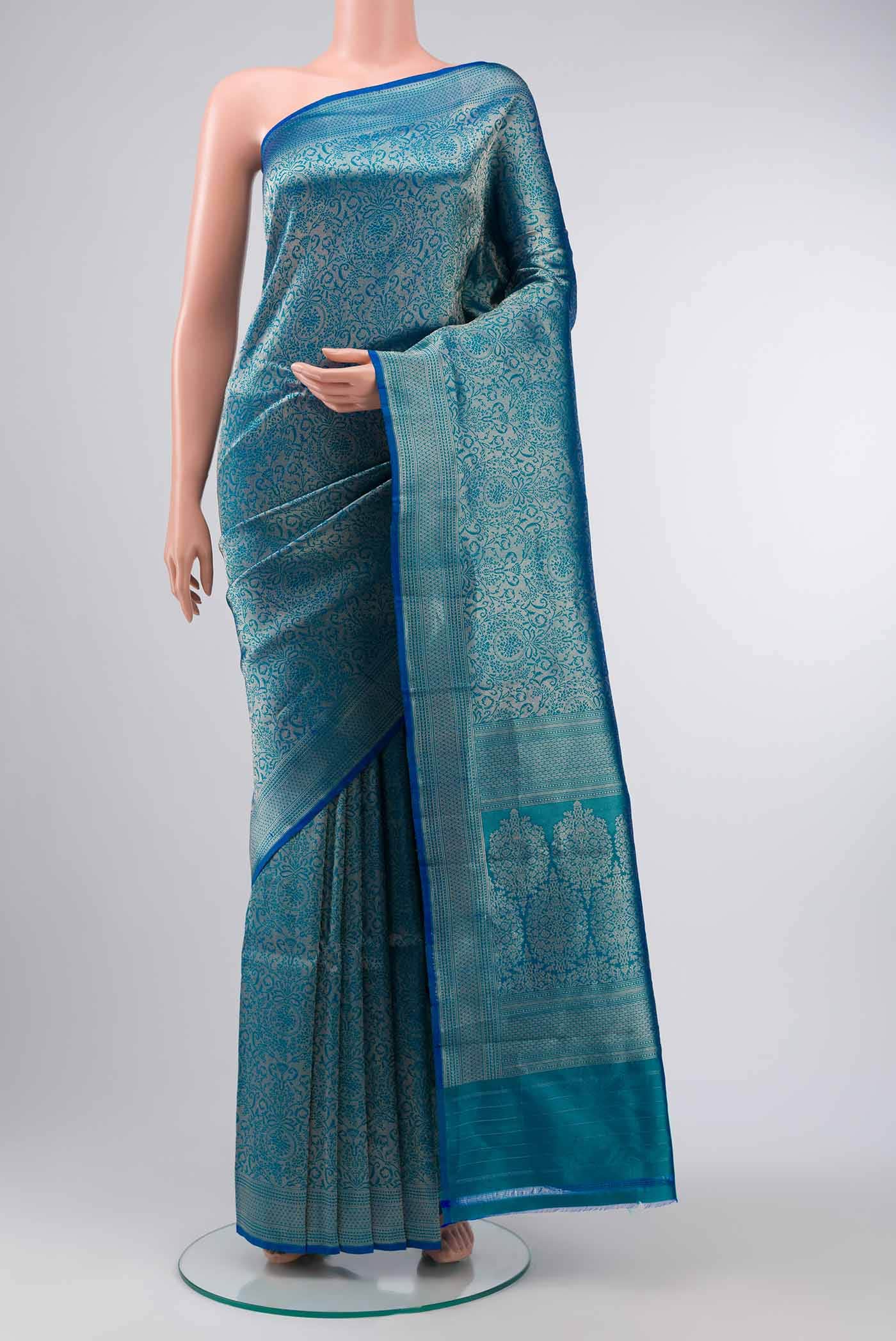 Blue Banarasi Katan Silk Saree