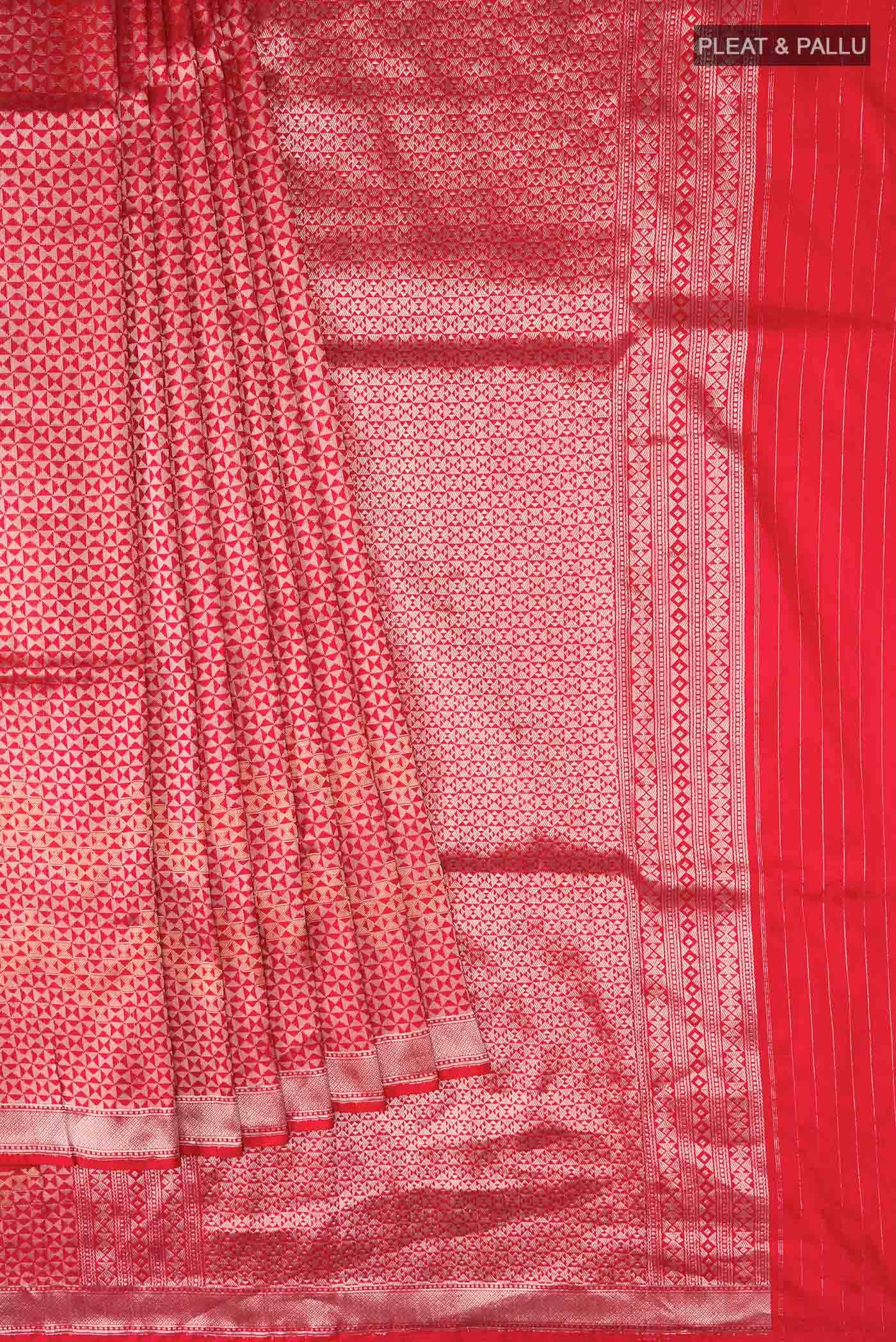 Red Banarasi Katan Silk Saree