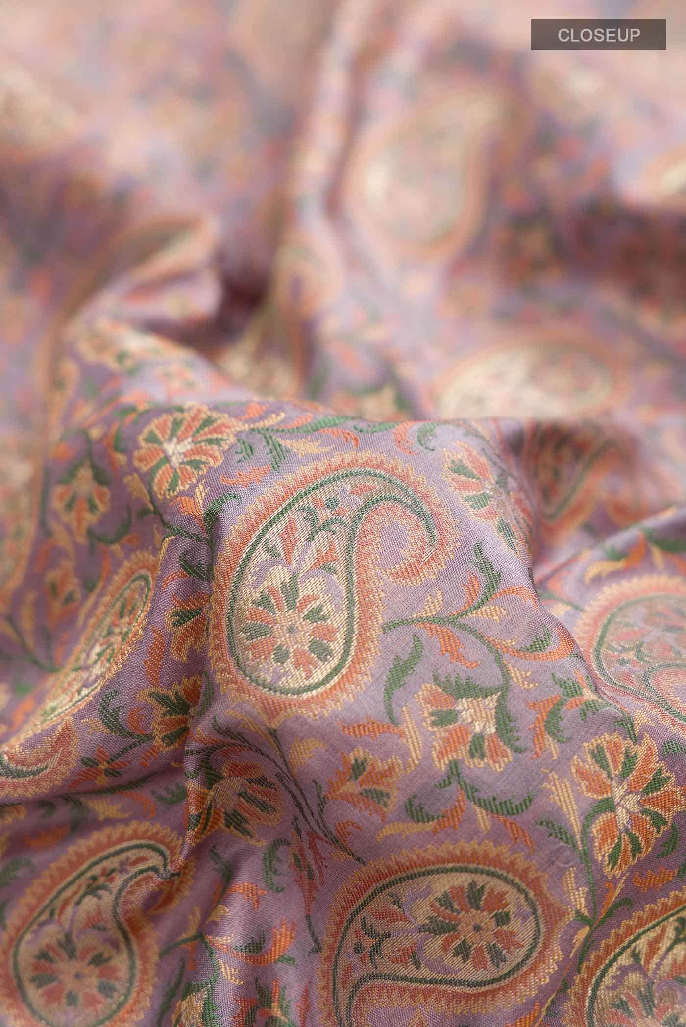 Lilac Banarasi Tanchoi Silk Saree