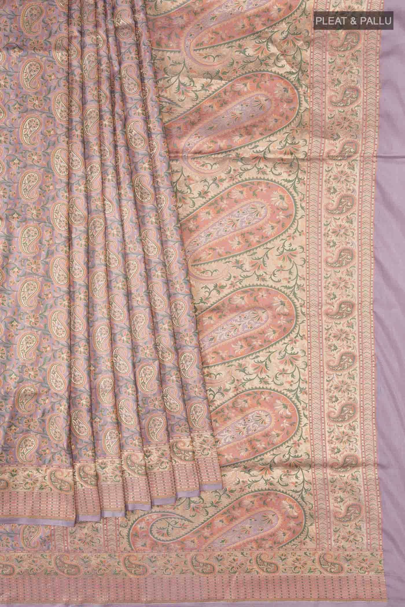 Lilac Banarasi Tanchoi Silk Saree