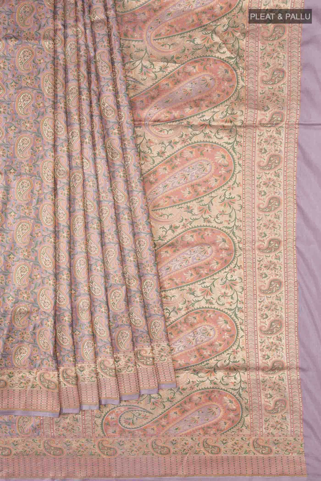 Lilac Banarasi Tanchoi Silk Saree