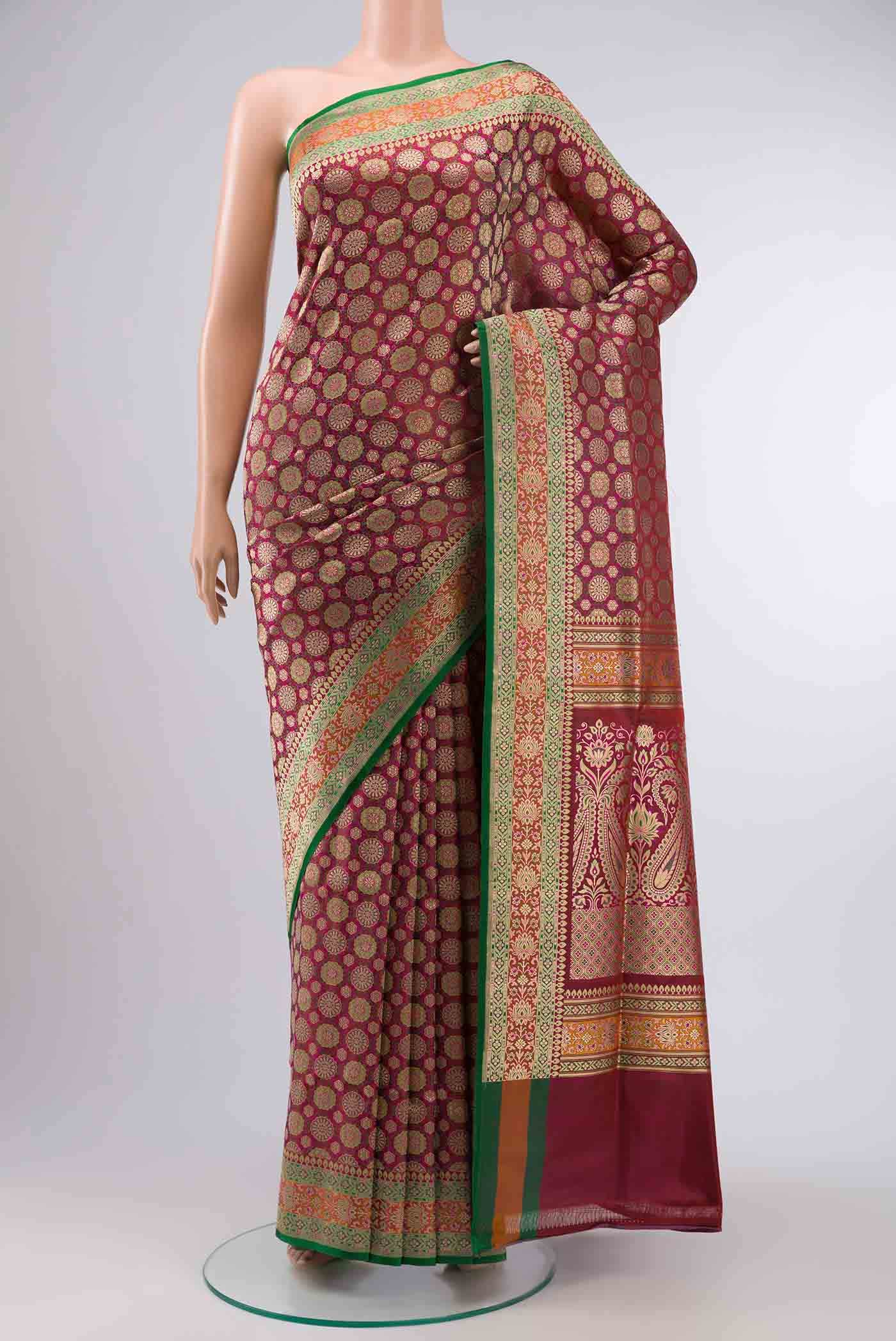 Maroon Banarasi Silk Saree