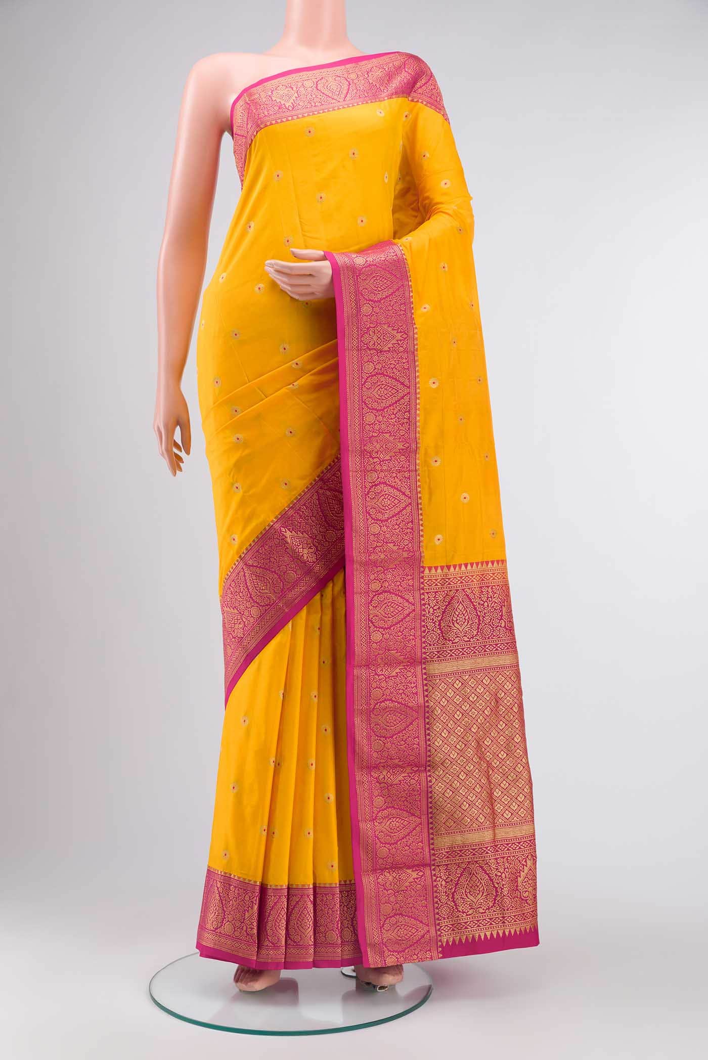Yellow Bangalore Silk Saree