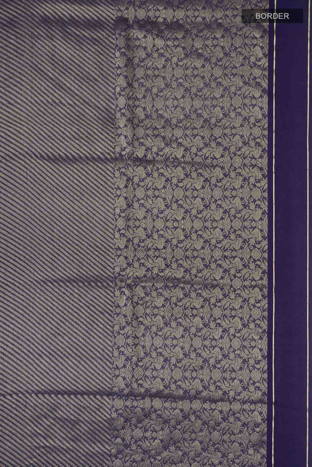 Navy Blue Mysore Crepe Saree