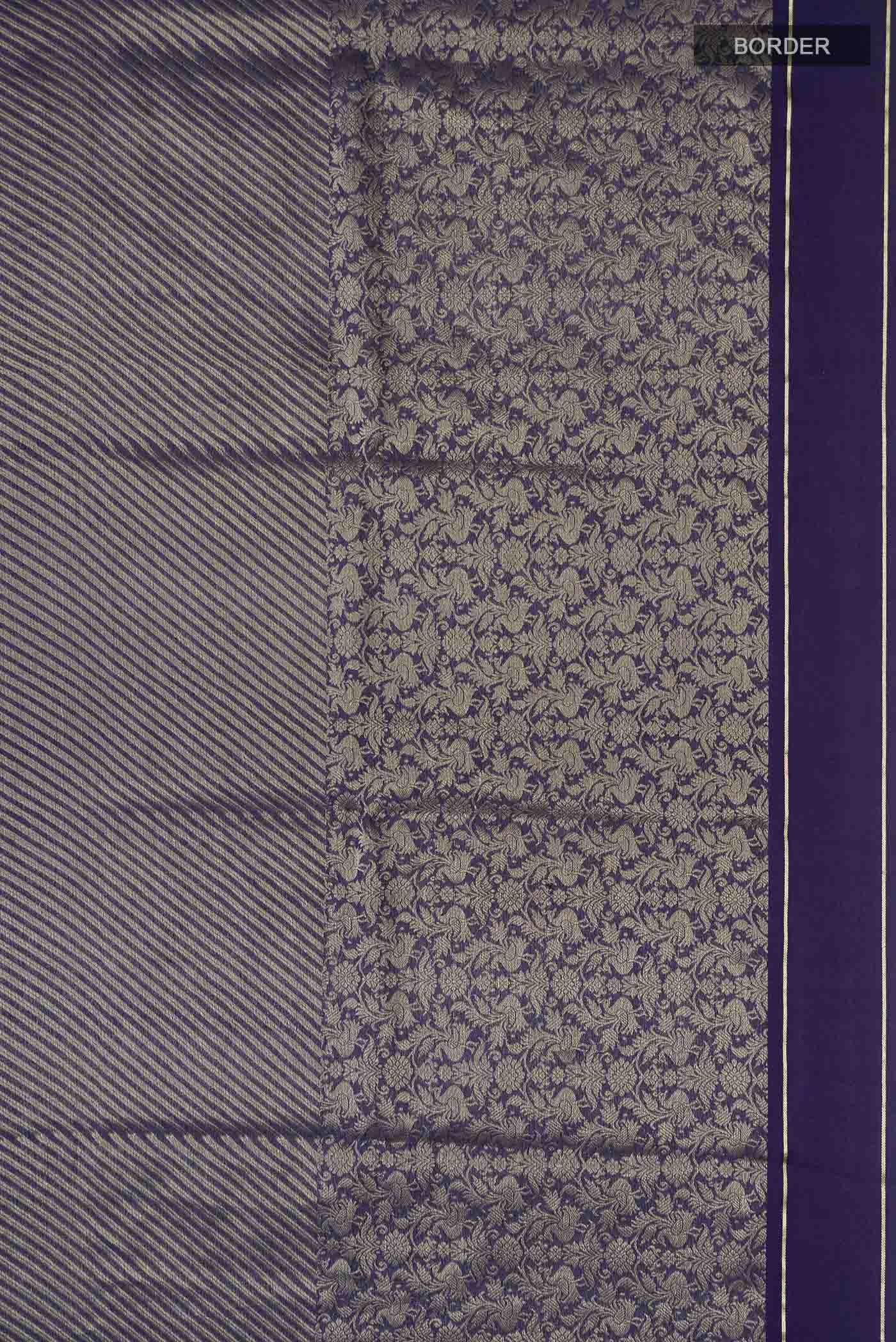 Navy Blue Mysore Crepe Saree