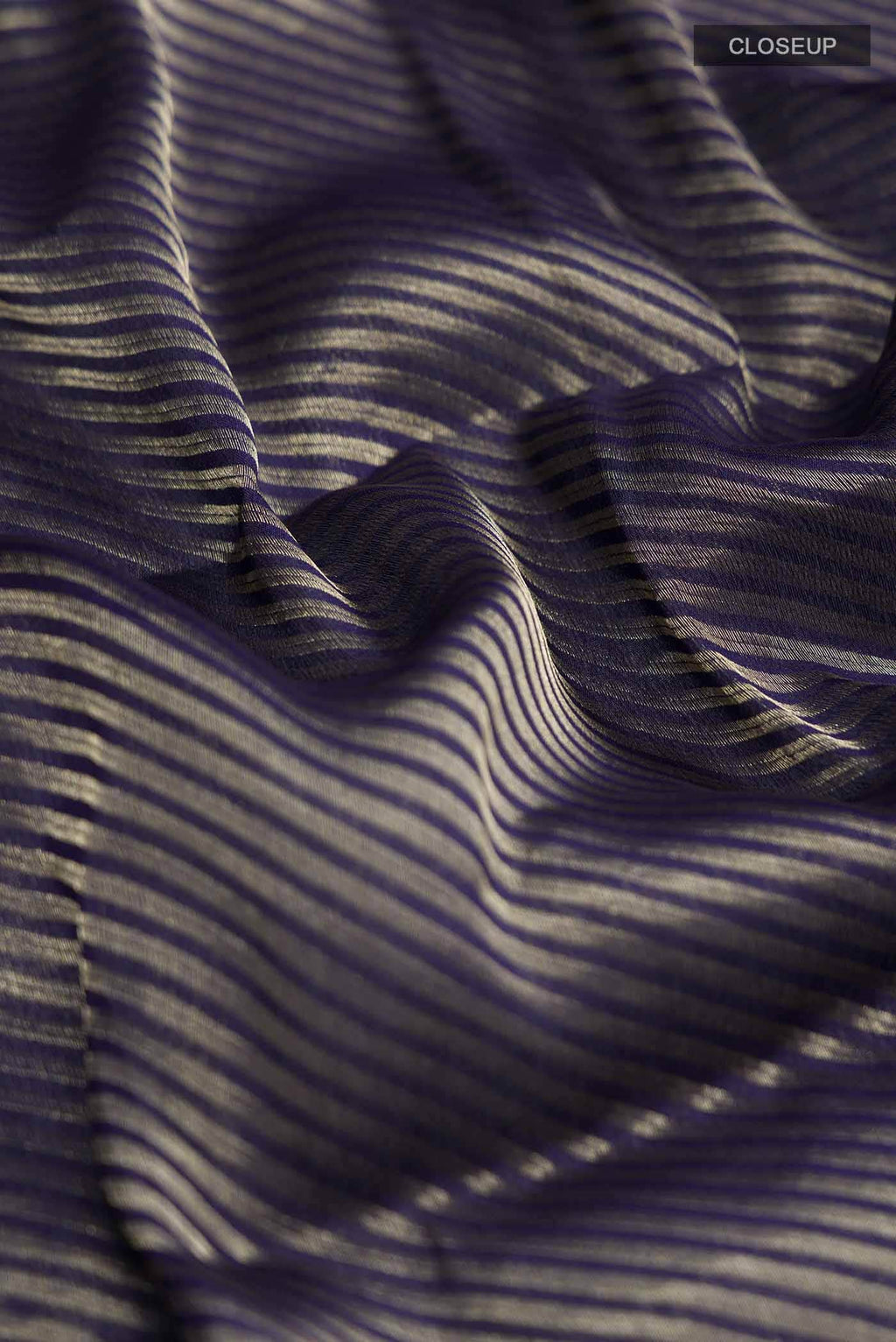 Navy Blue Mysore Crepe Saree