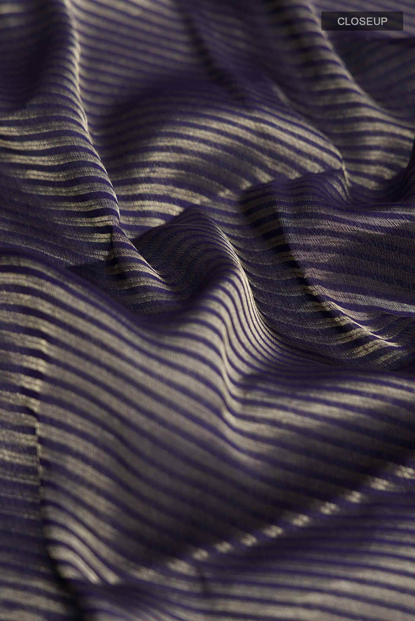 Navy Blue Mysore Crepe Saree