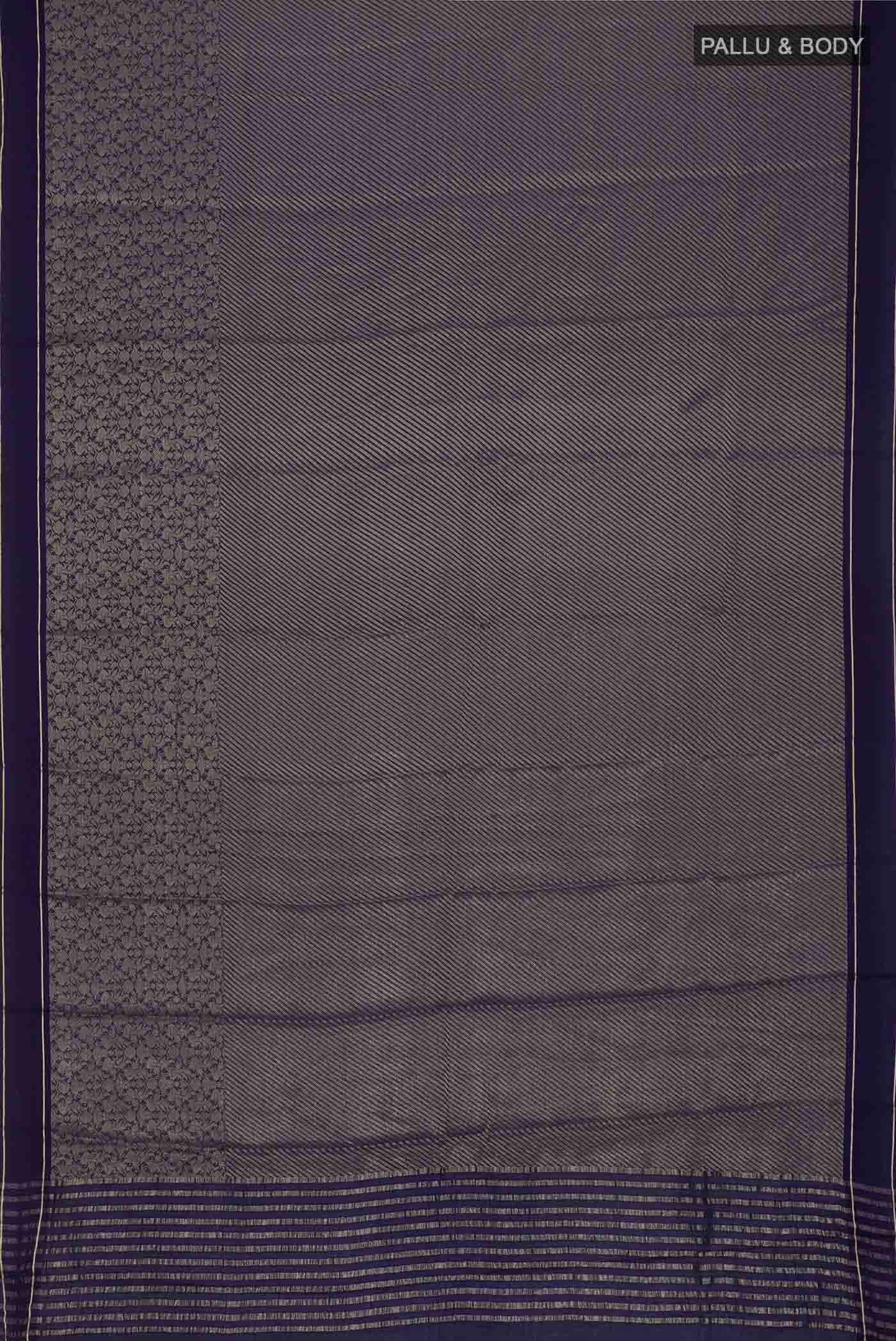 Navy Blue Mysore Crepe Saree