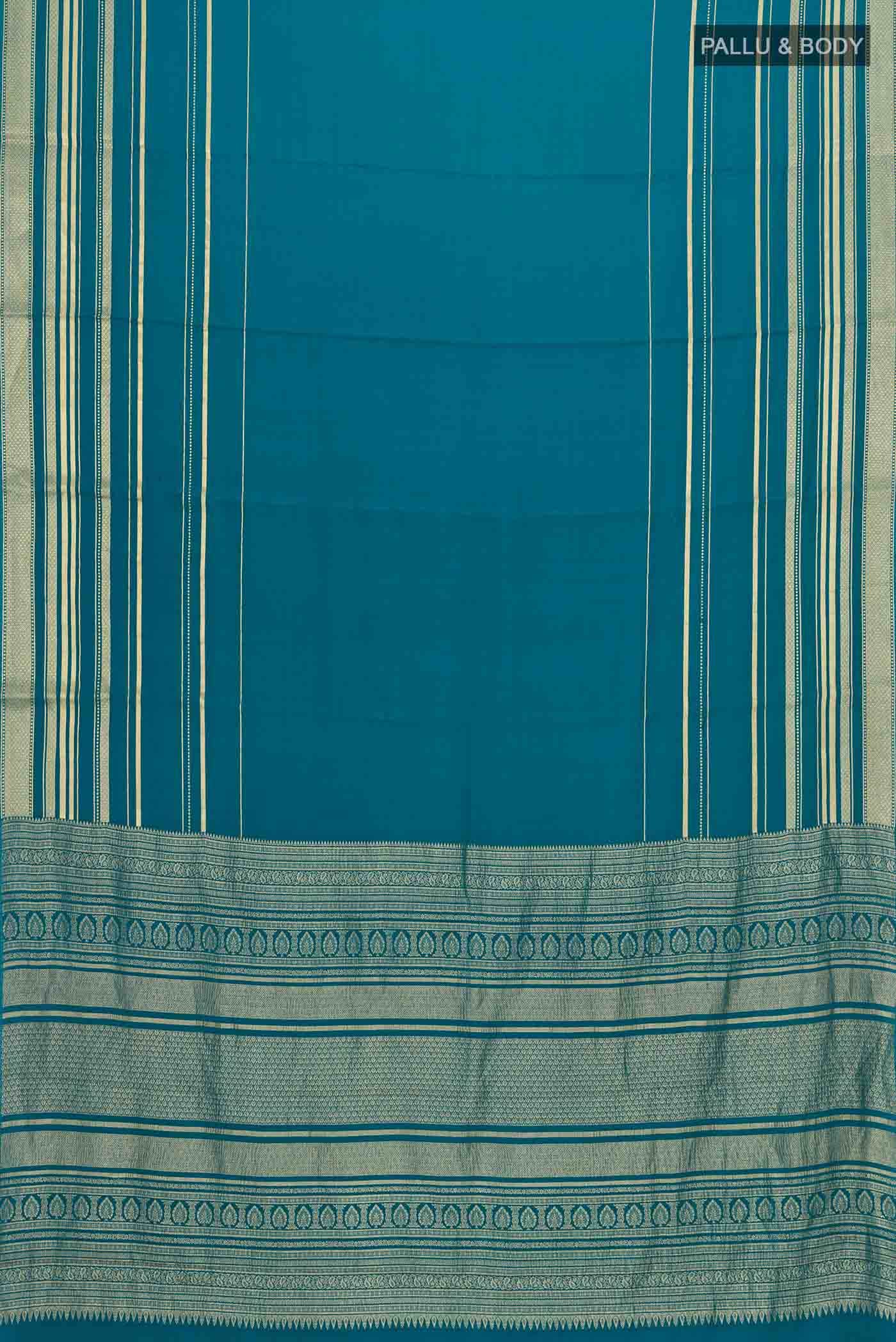 Blue Mysore Crepe Saree