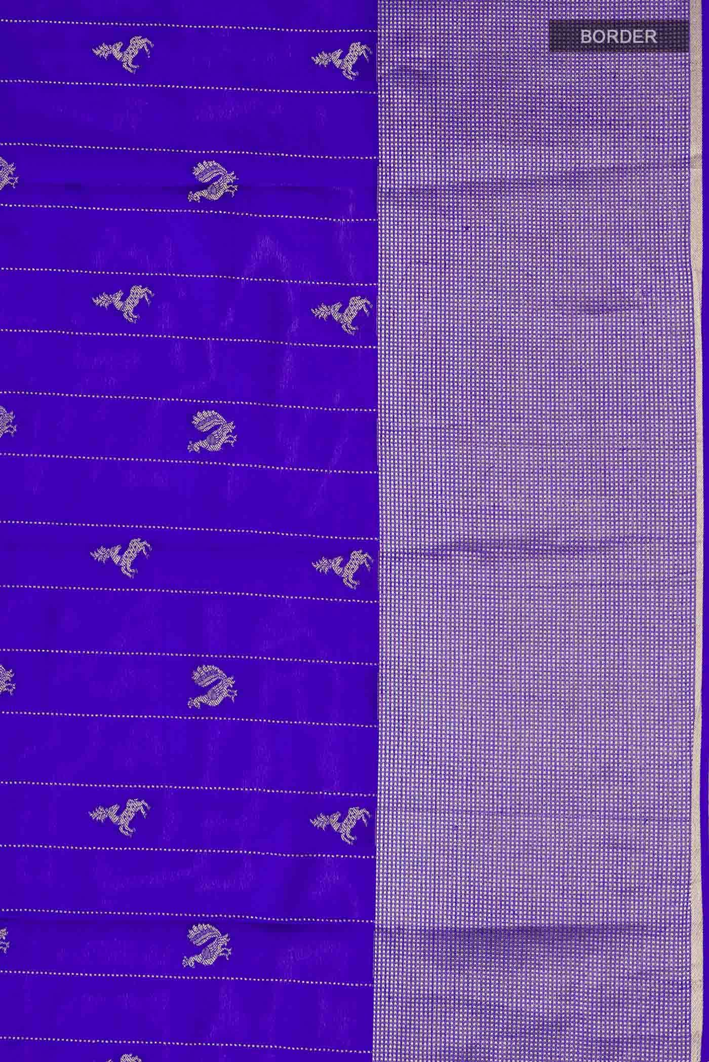 Blue Mysore Crepe Saree