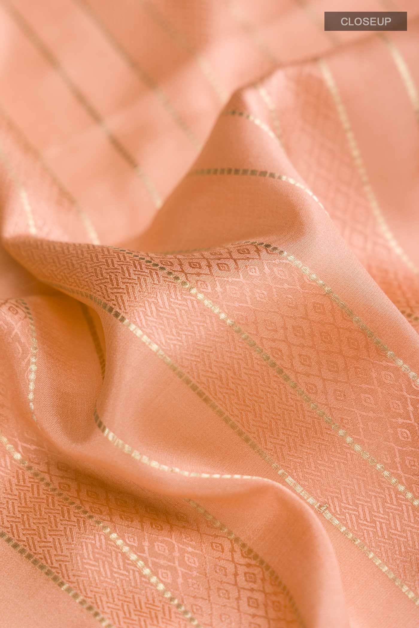 Peach Mysore Crepe Saree