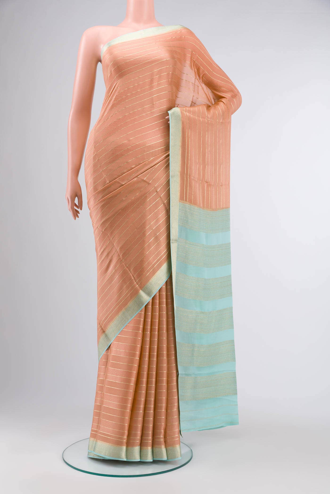 Peach Mysore Crepe Saree