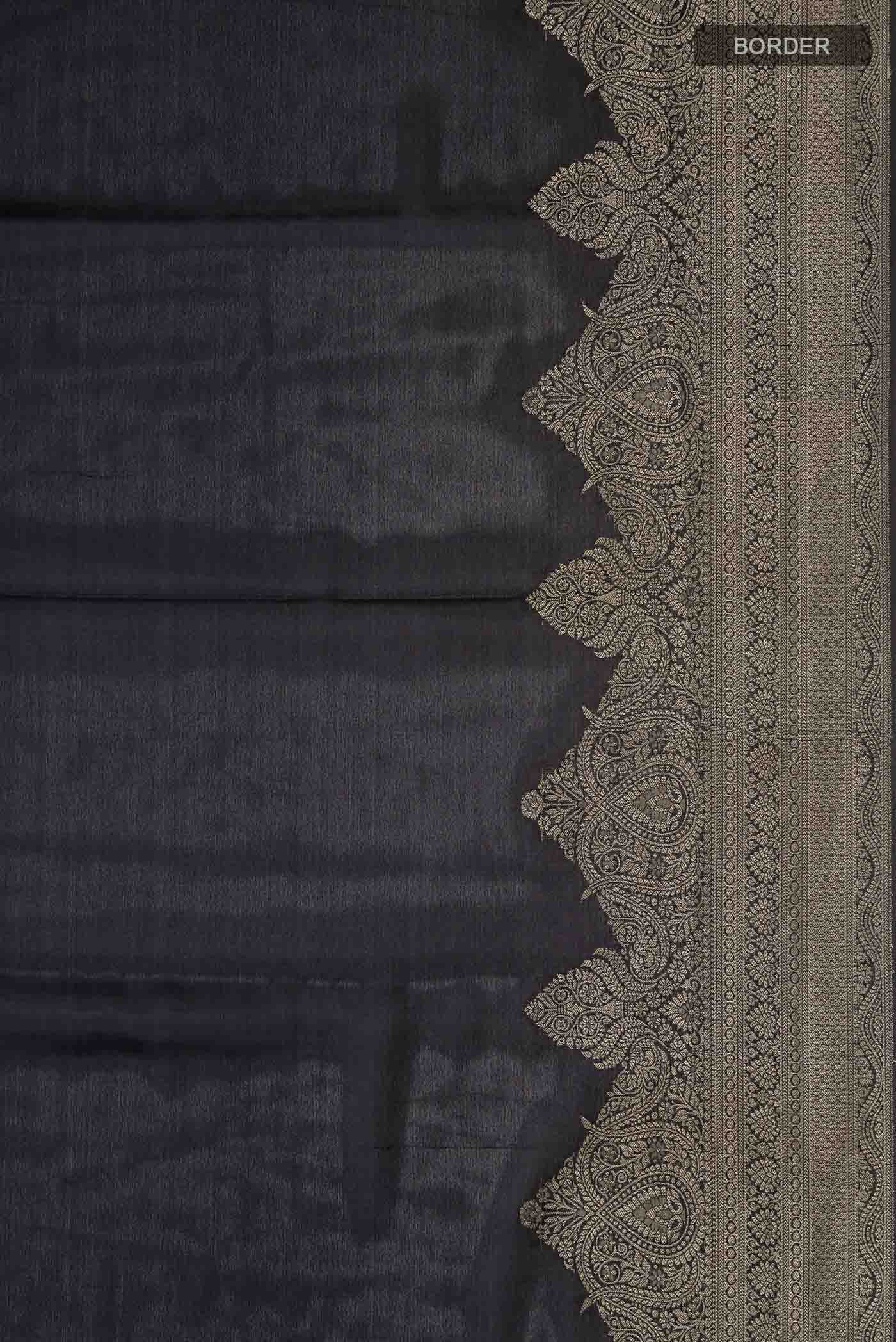 Black Mysore Crepe Saree