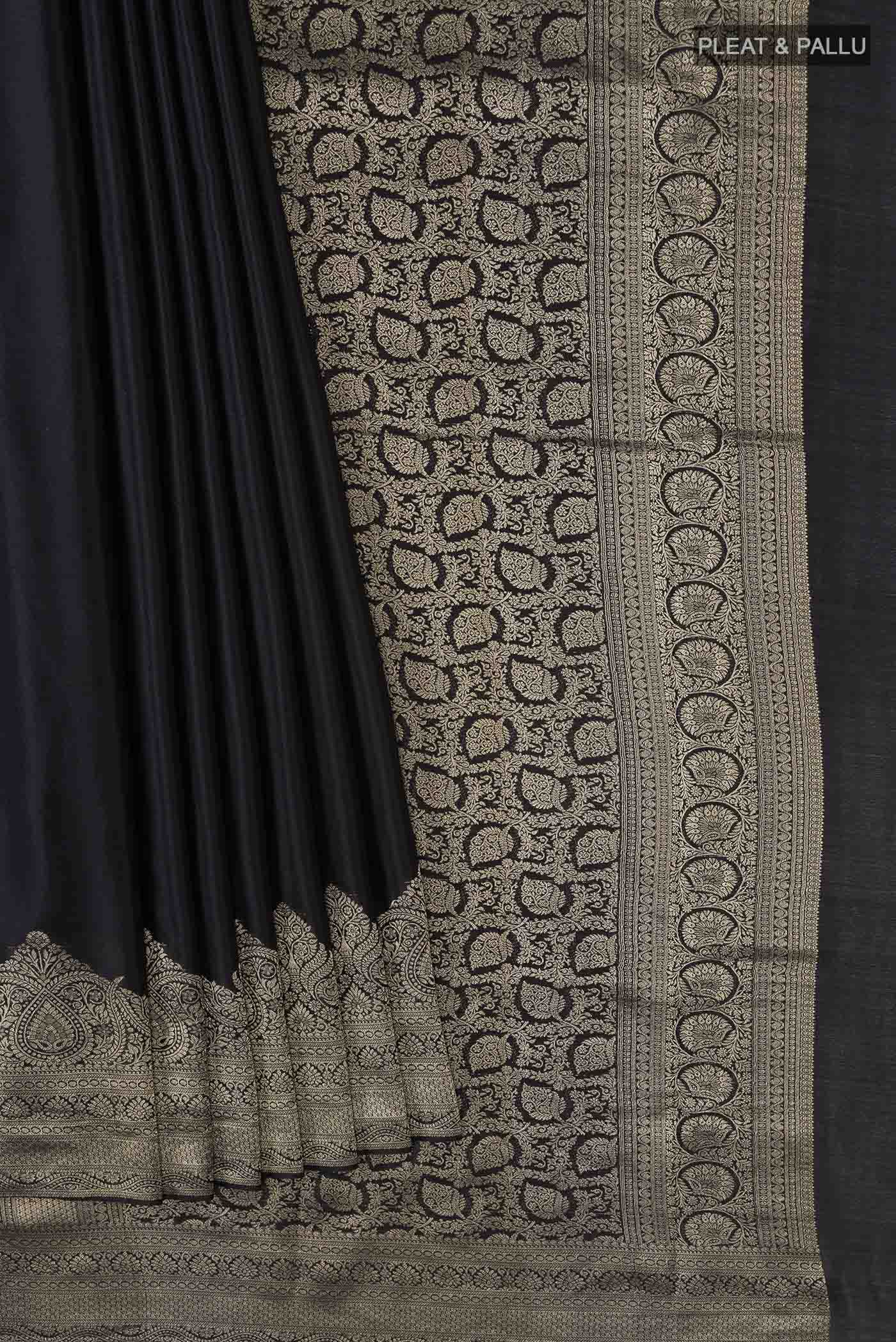 Black Mysore Crepe Saree
