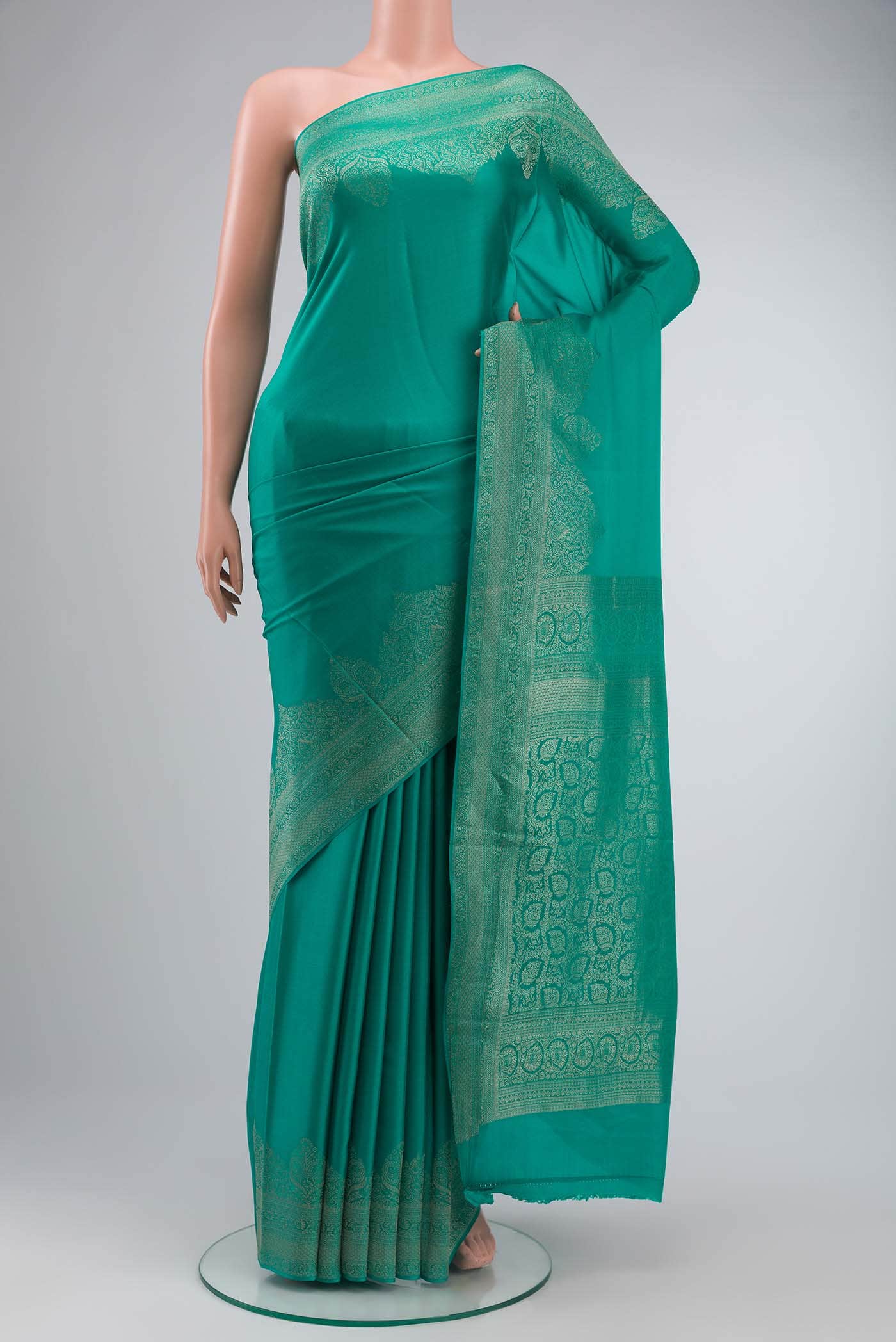 Teal Mysore Crepe Saree