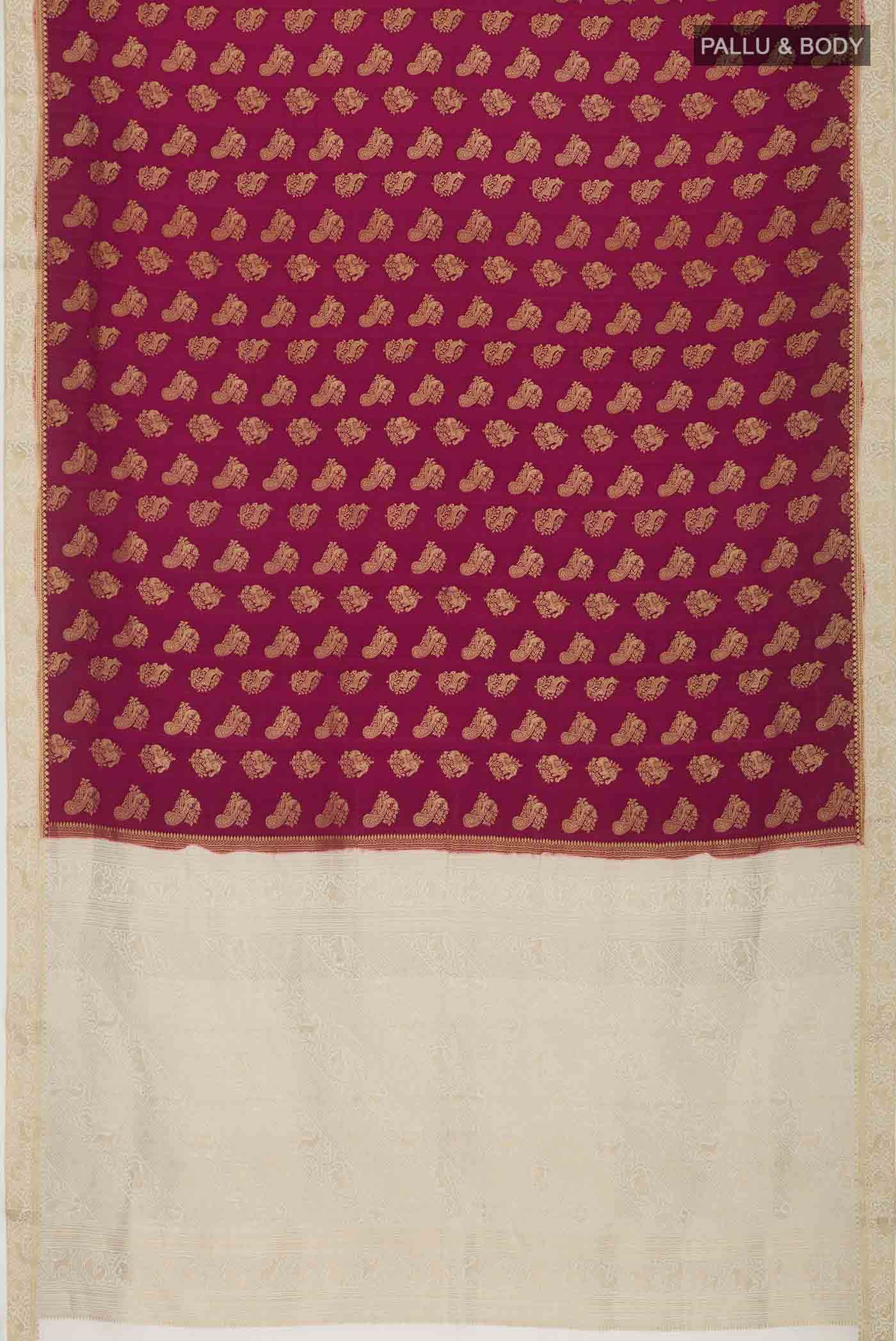 Maroon Mysore Crepe Saree