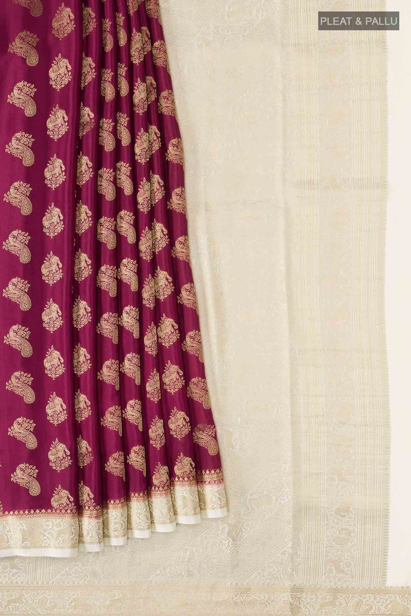 Maroon Mysore Crepe Saree