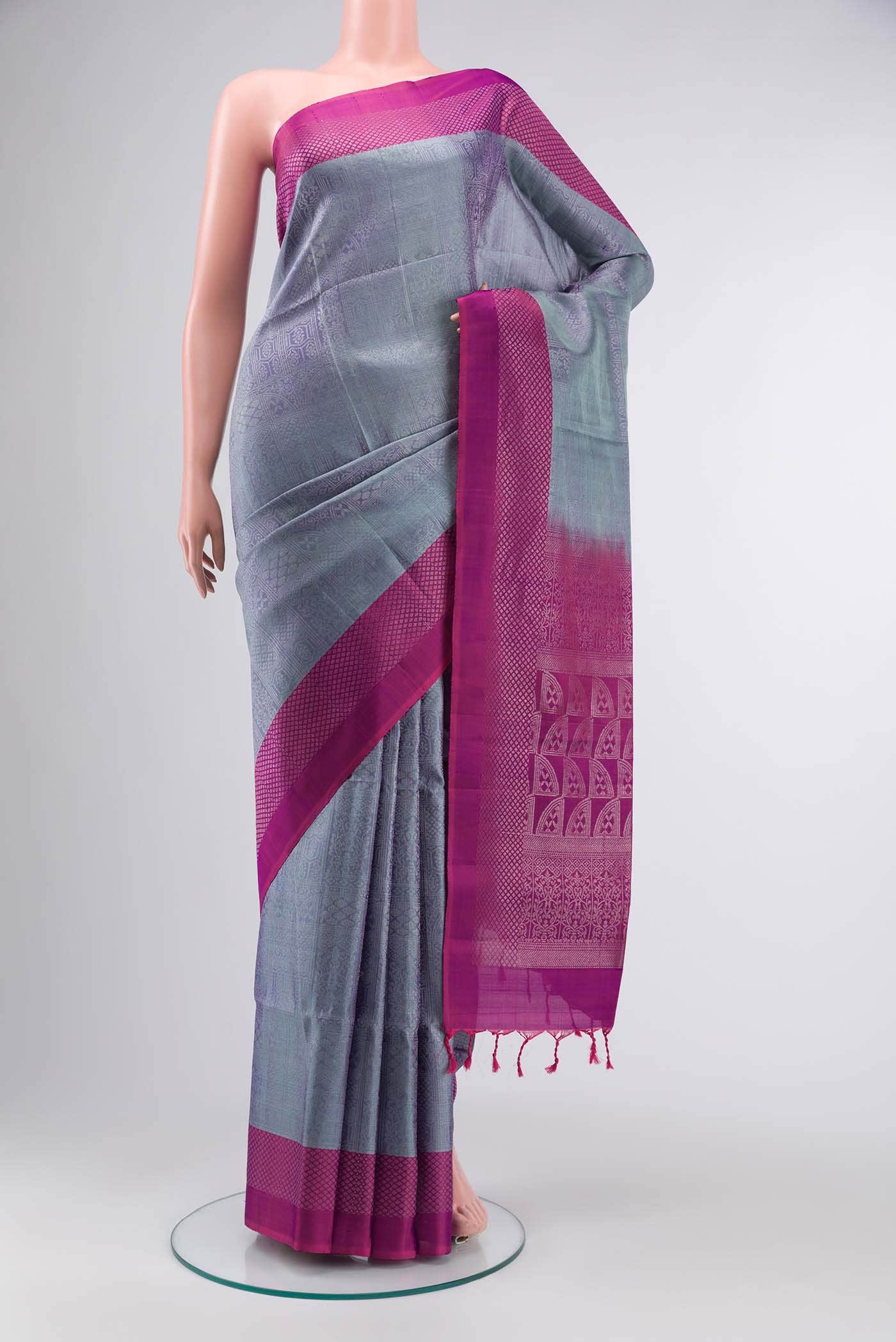 Grey Soft Silk Saree
