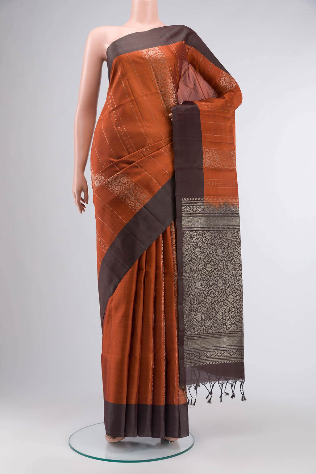 Brick Orange Soft Silk Saree