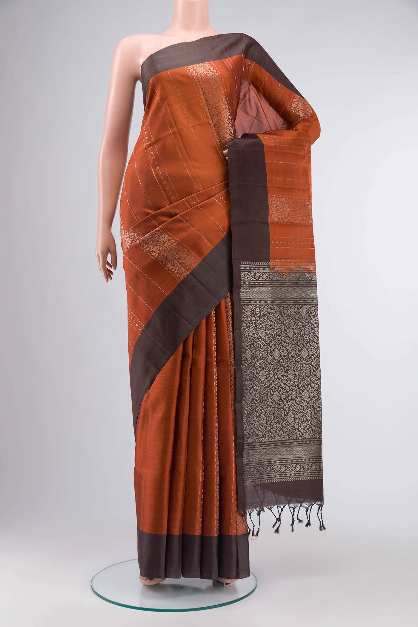 Brick Orange Soft Silk Saree