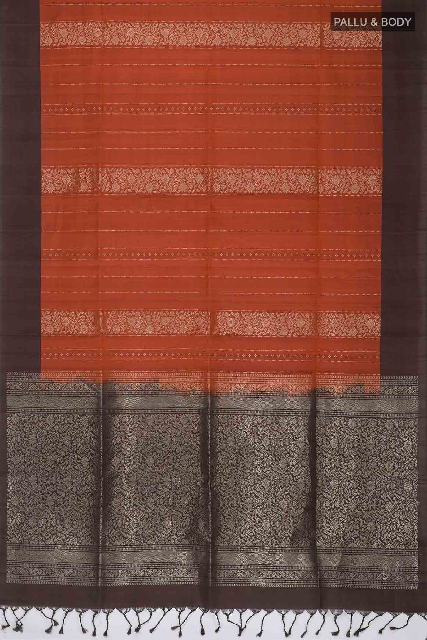 Brick Orange Soft Silk Saree