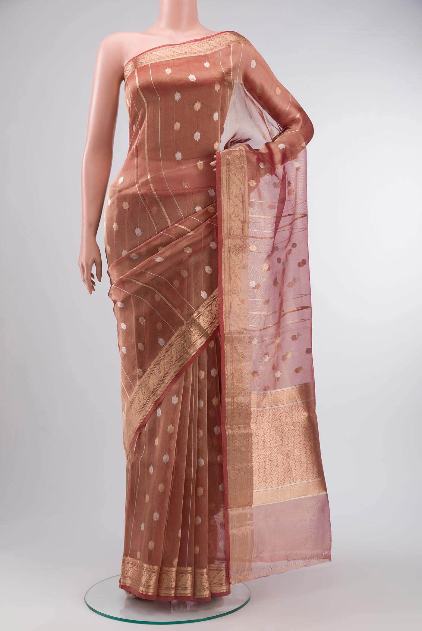 Maroon Organza Silk Saree