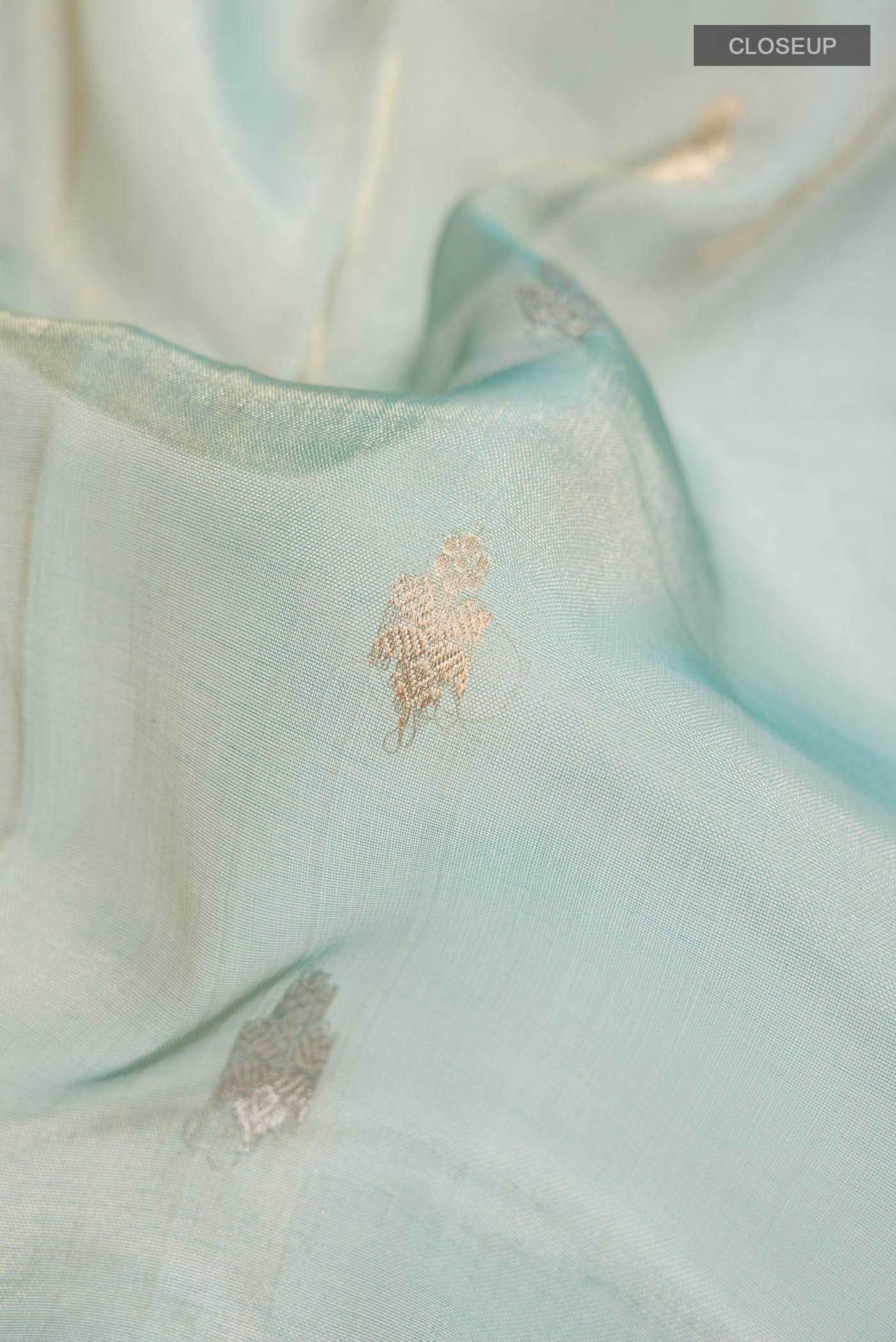 Blue Organza Silk Saree