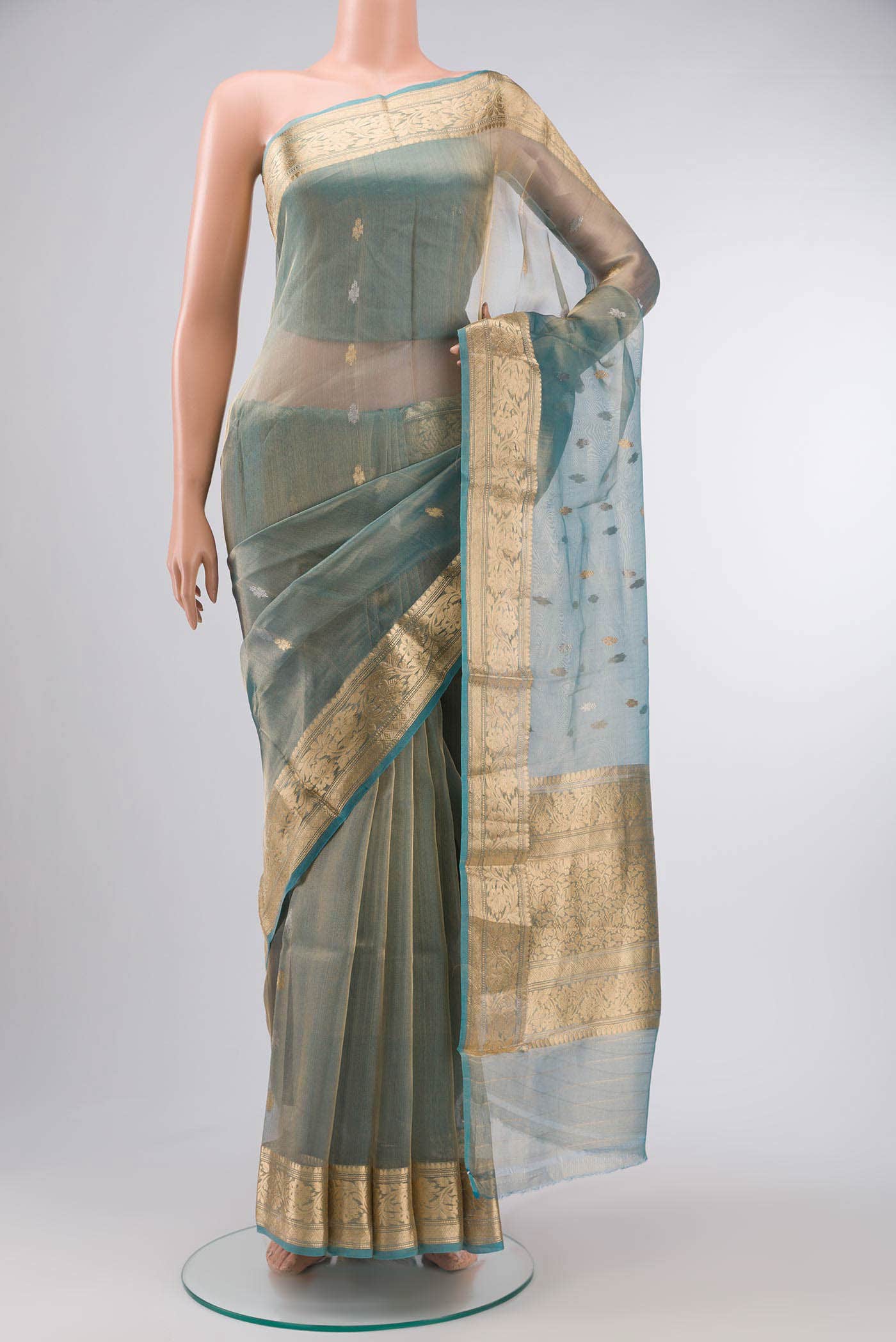Blue Organza Silk Saree