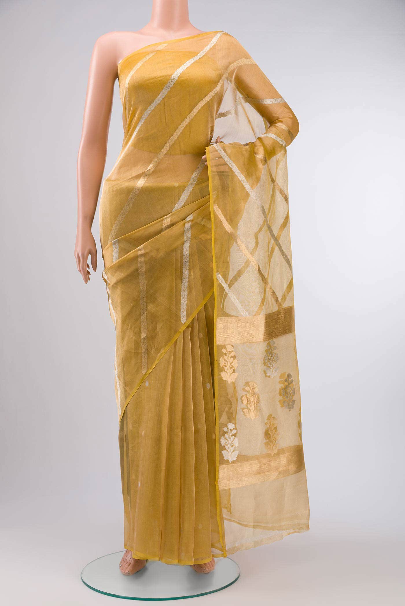 Yellow Organza Silk Saree