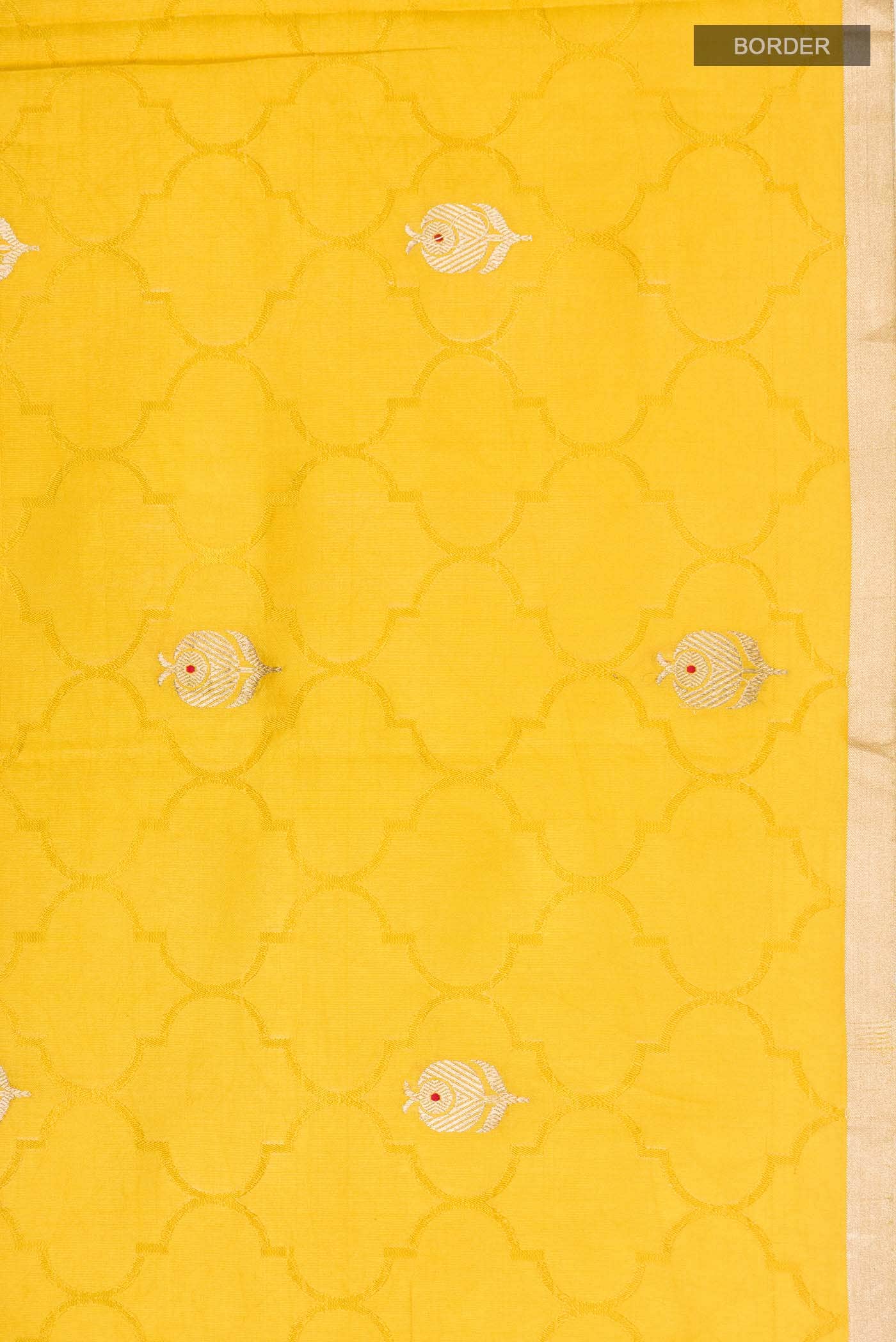 Yellow Banarasi Katan Silk Saree
