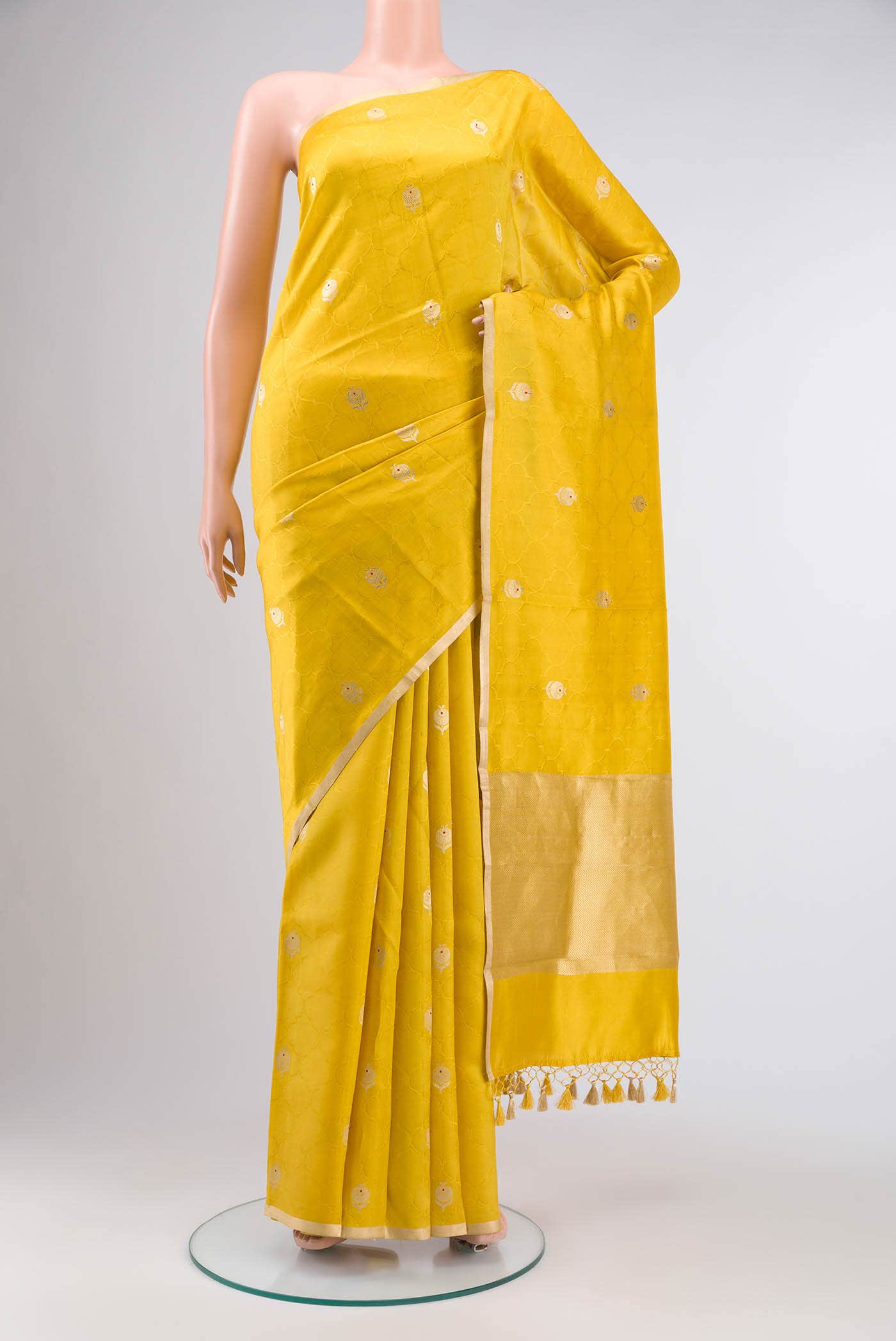 Yellow Banarasi Katan Silk Saree