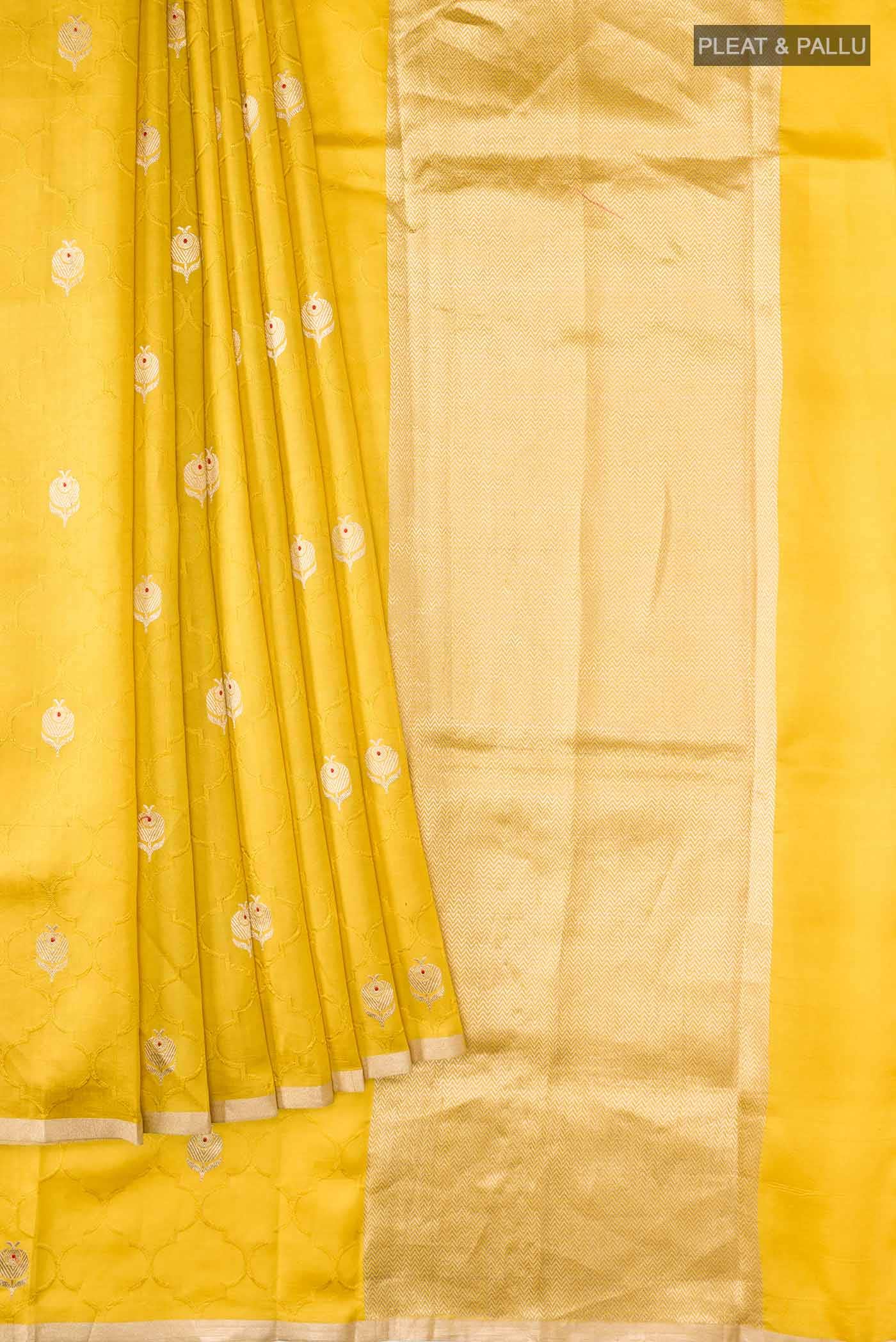 Yellow Banarasi Katan Silk Saree