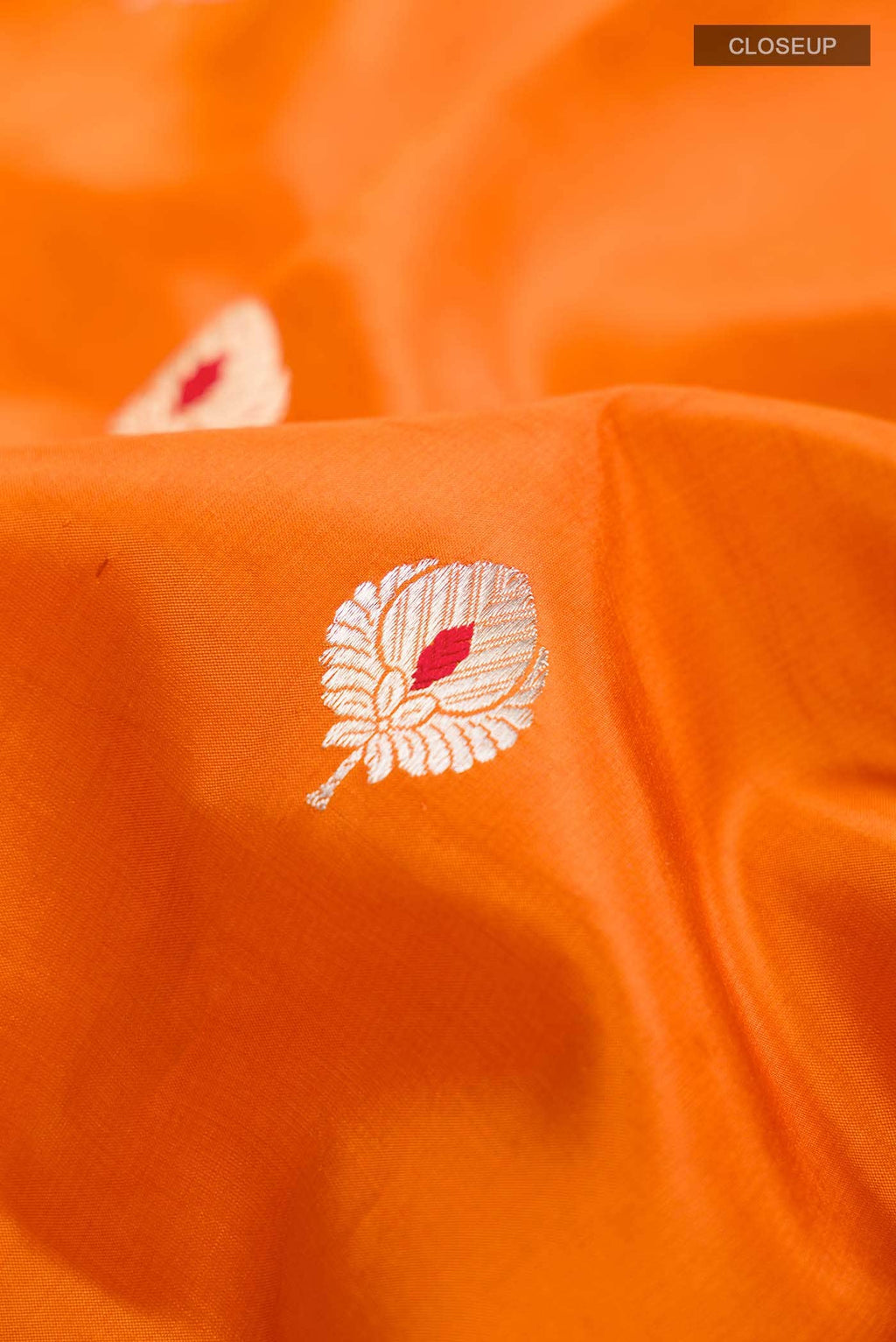 Orange Banarasi Katan Silk Saree