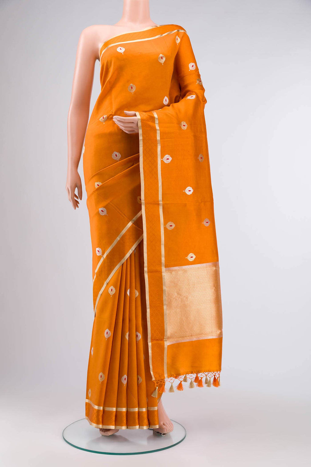 Orange Banarasi Katan Silk Saree