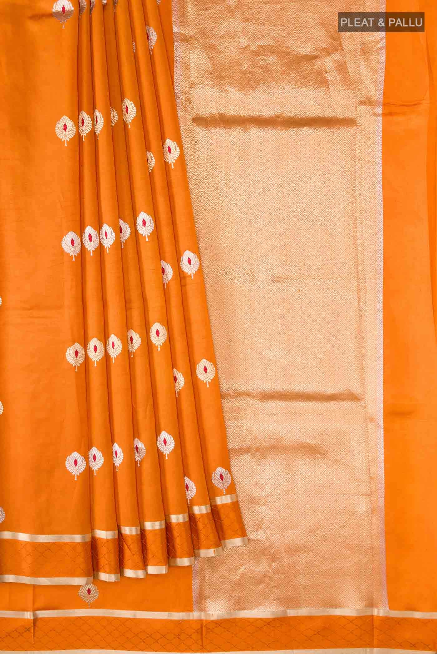 Orange Banarasi Katan Silk Saree