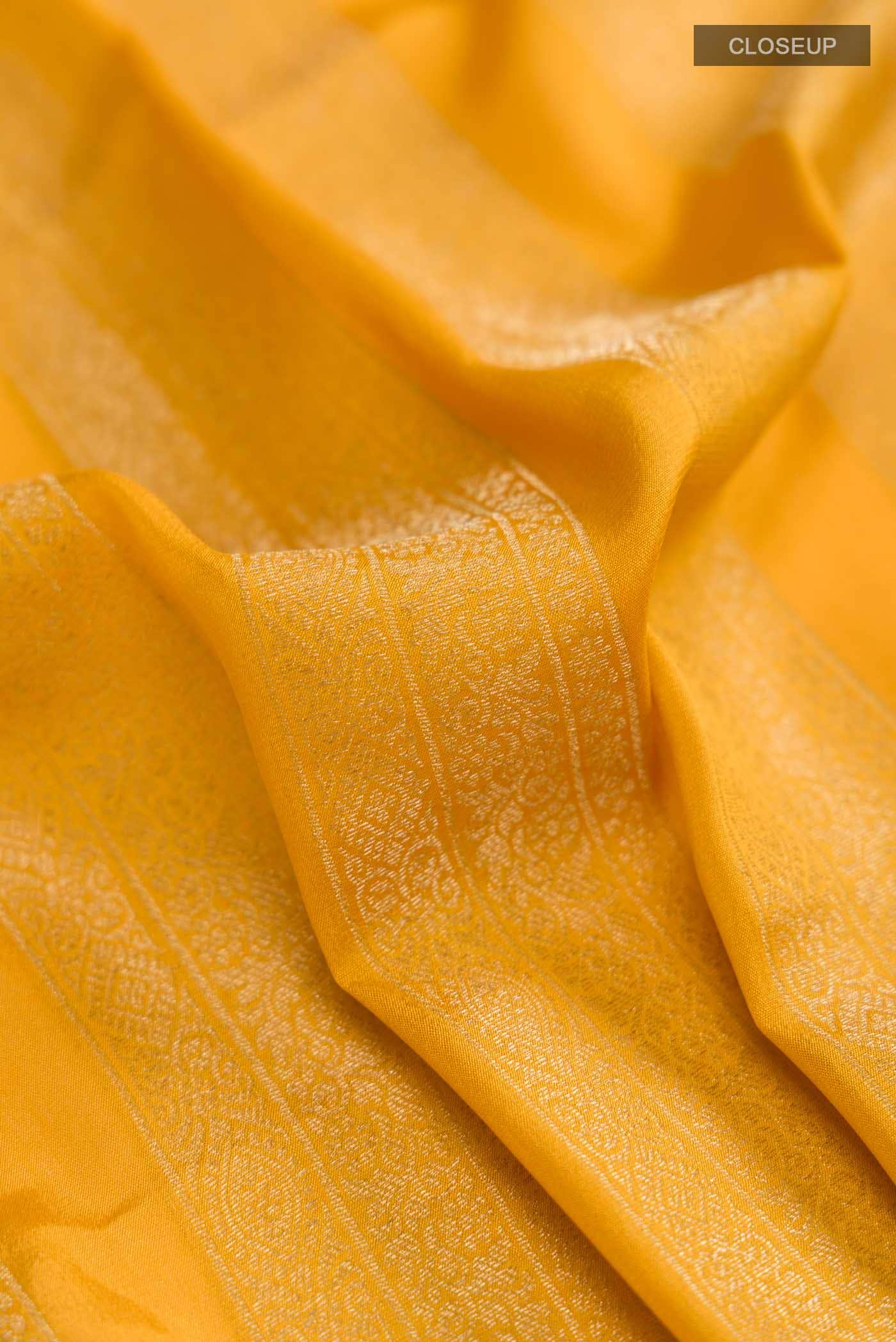 Yellow Mysore Crepe Saree