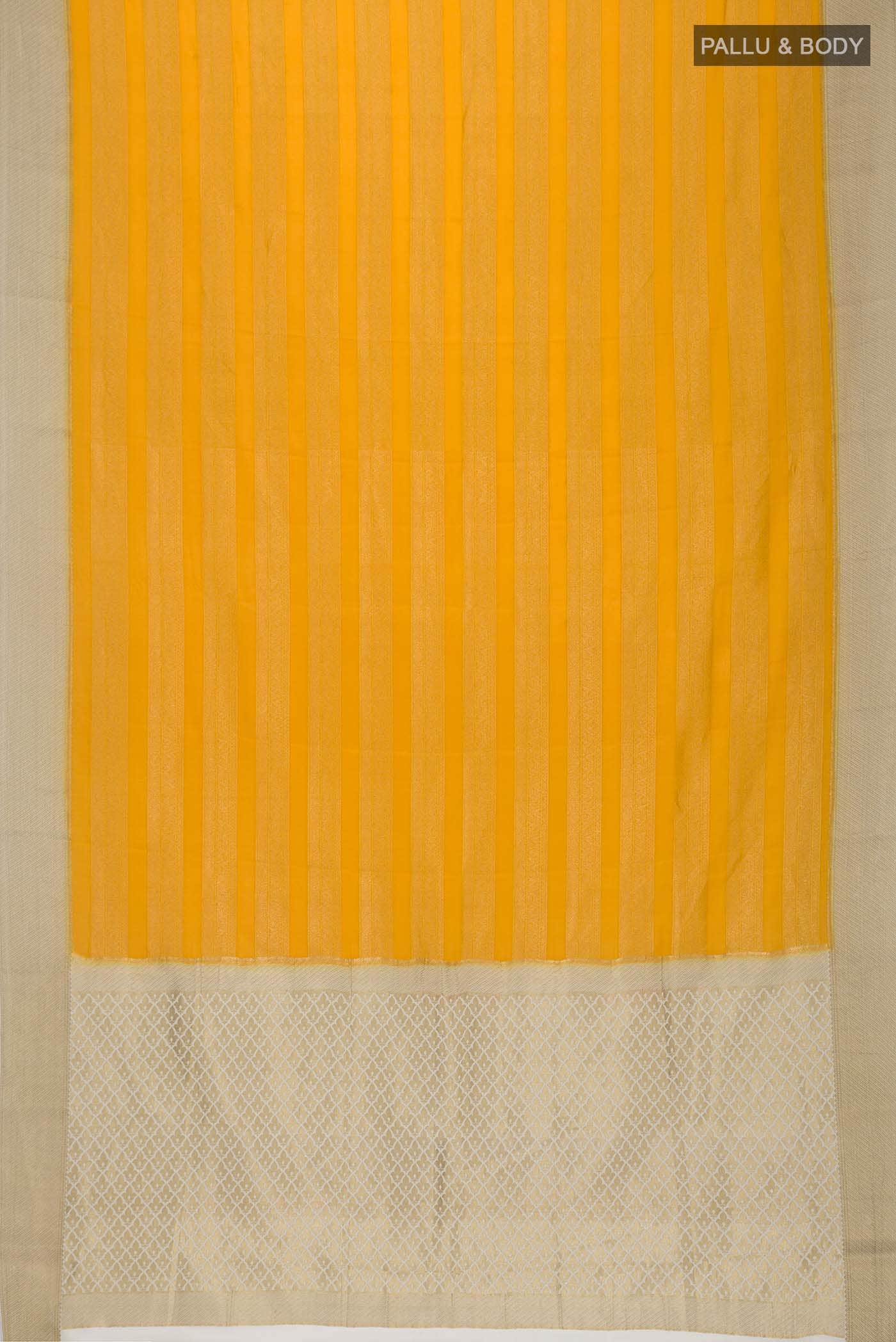 Yellow Mysore Crepe Saree